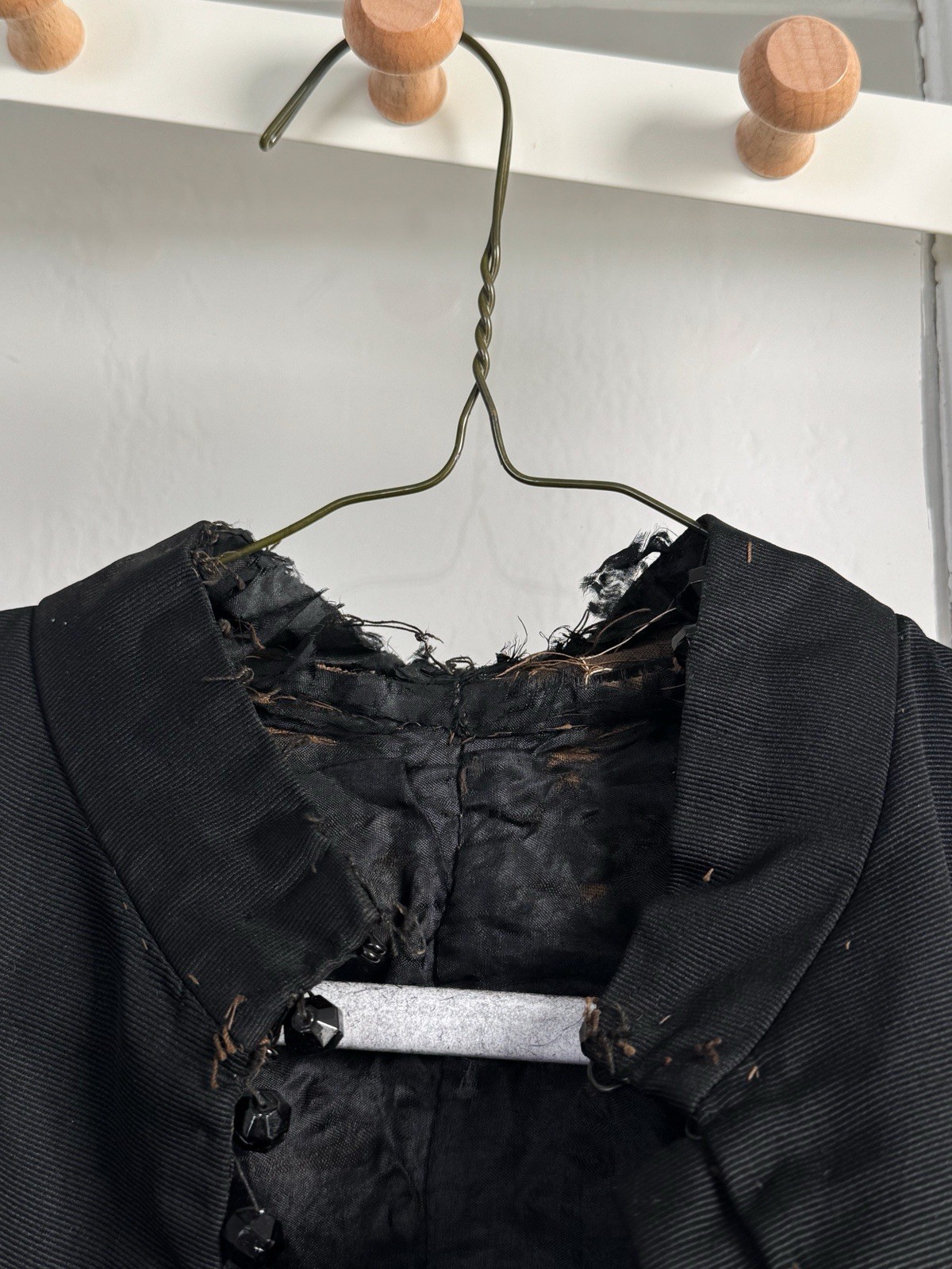 Antique Victorian Mourning Bodice Jacket with Jet Bead Fringe Late 19th Century