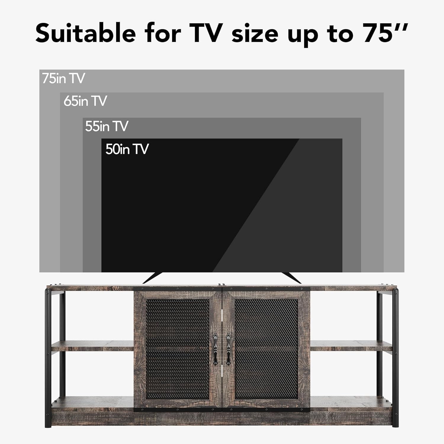 Farmhouse TV Stand for 65/70/75 inch TVs Wood Entertainment Center TV Console