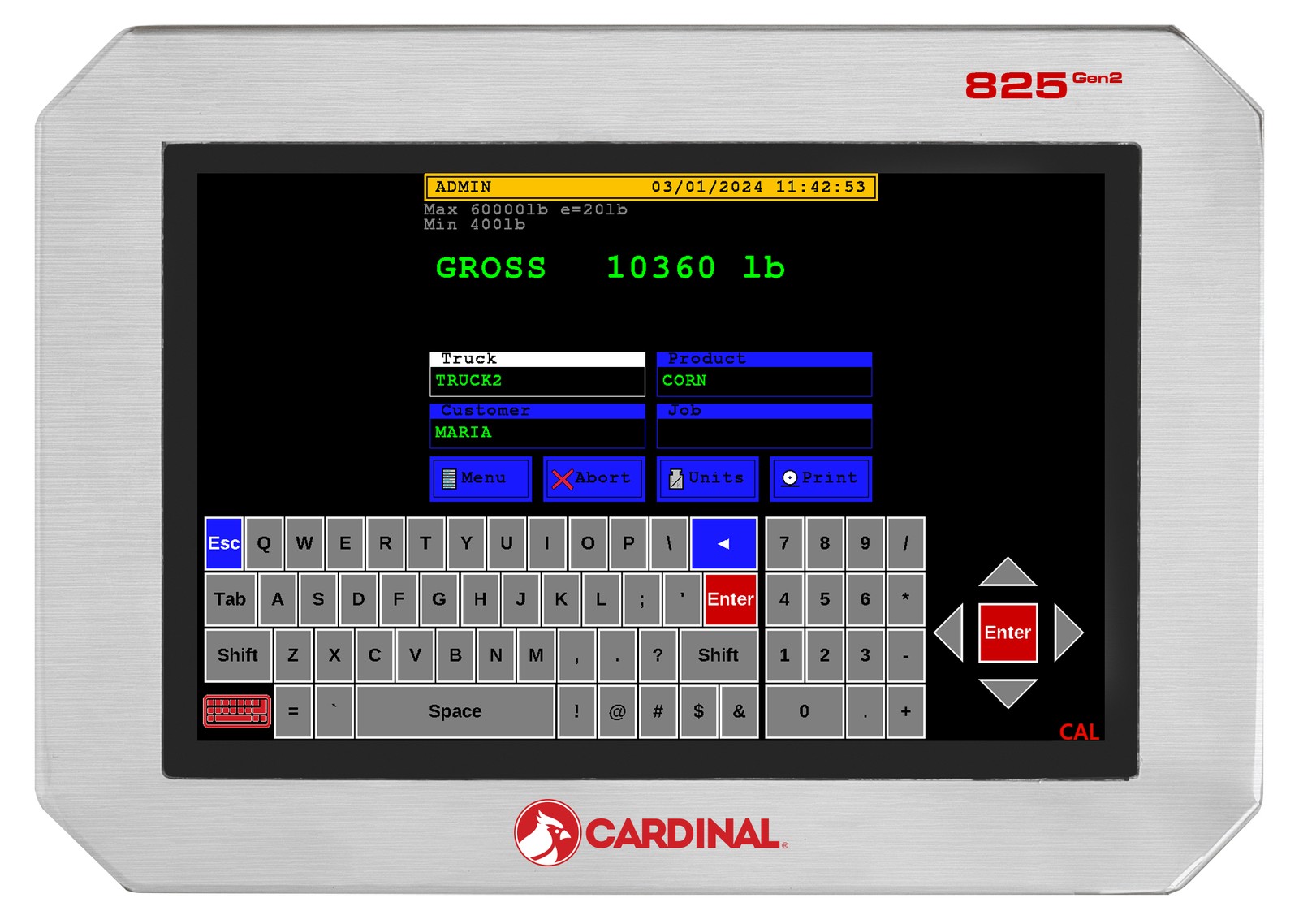 Cardinal Stainless Steel Weight Indicator, Graphic Touch Screen Display, Digital