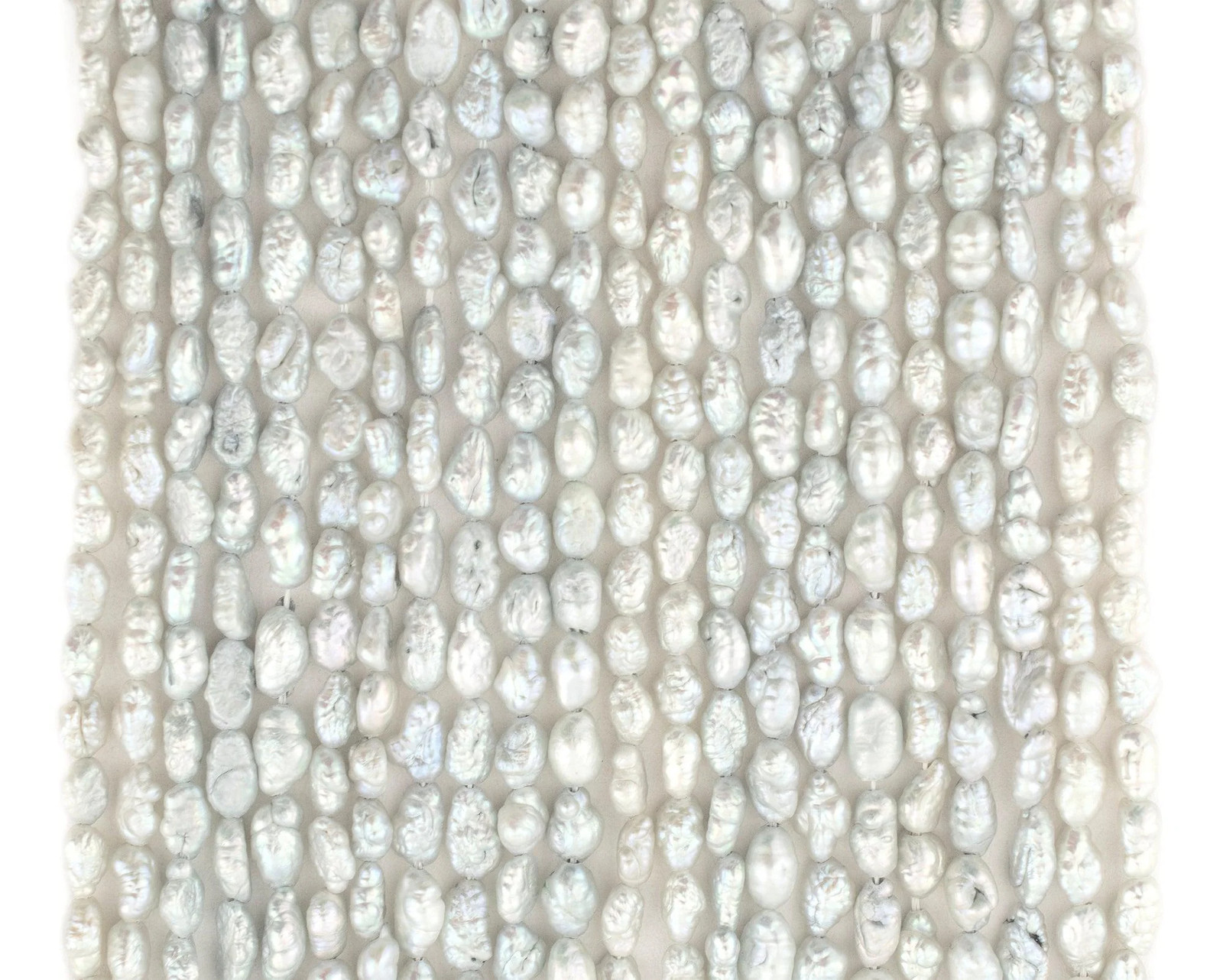 Faded Blue Vintage Japanese Rice Pearl Beads 4mm Oval 16 Inch Strand