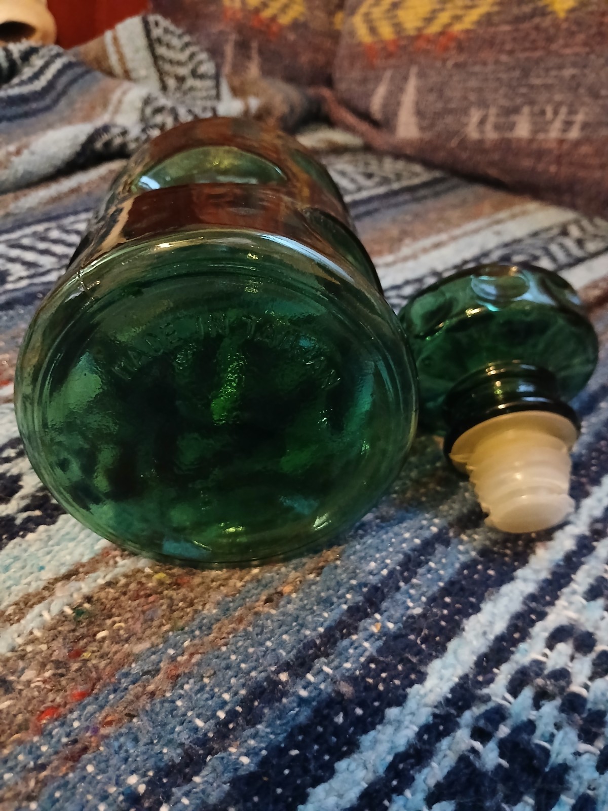 Empoli Style Green Dimple Dot Decanter
