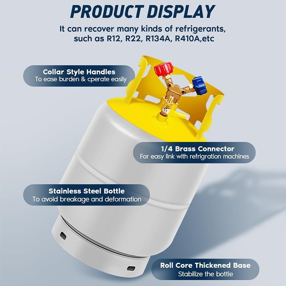30LBS Refrigerant Recovery Tank with Y-Valve for Liquid/Vapor Reusable Tank