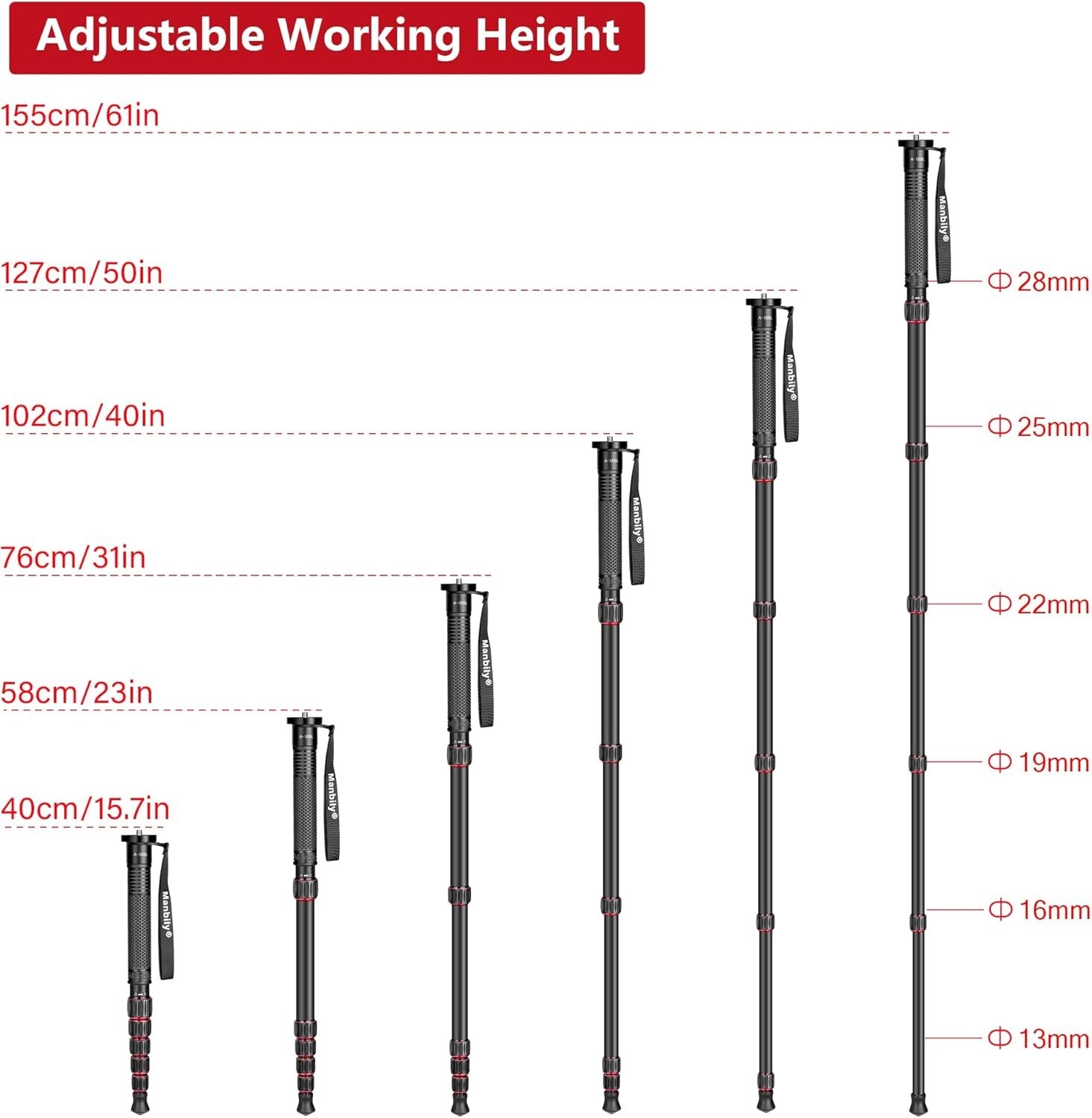Manbily Camera Monopod Aluminum Portable Compact Lightweight Travel Monopod HOT