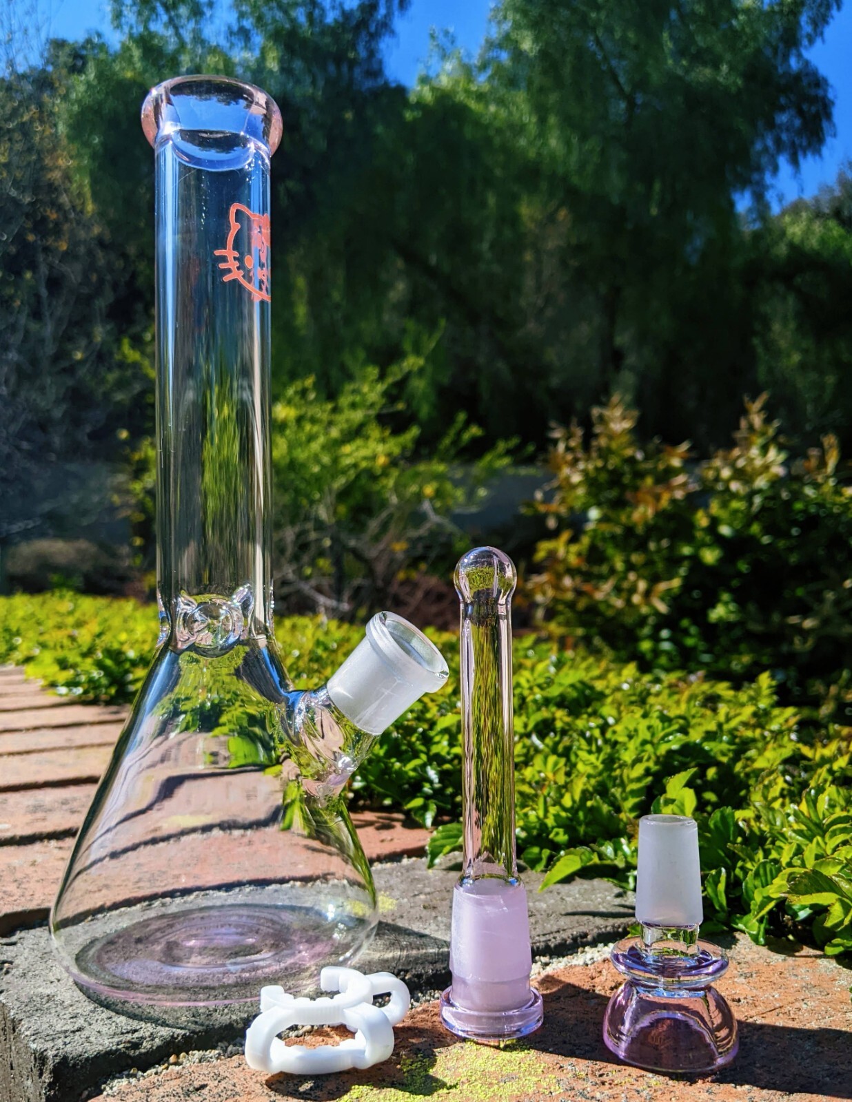 10 Inch Pink Hello Kitty Glass Bong Quality Tobacco Smoking Water Pipe Hookah