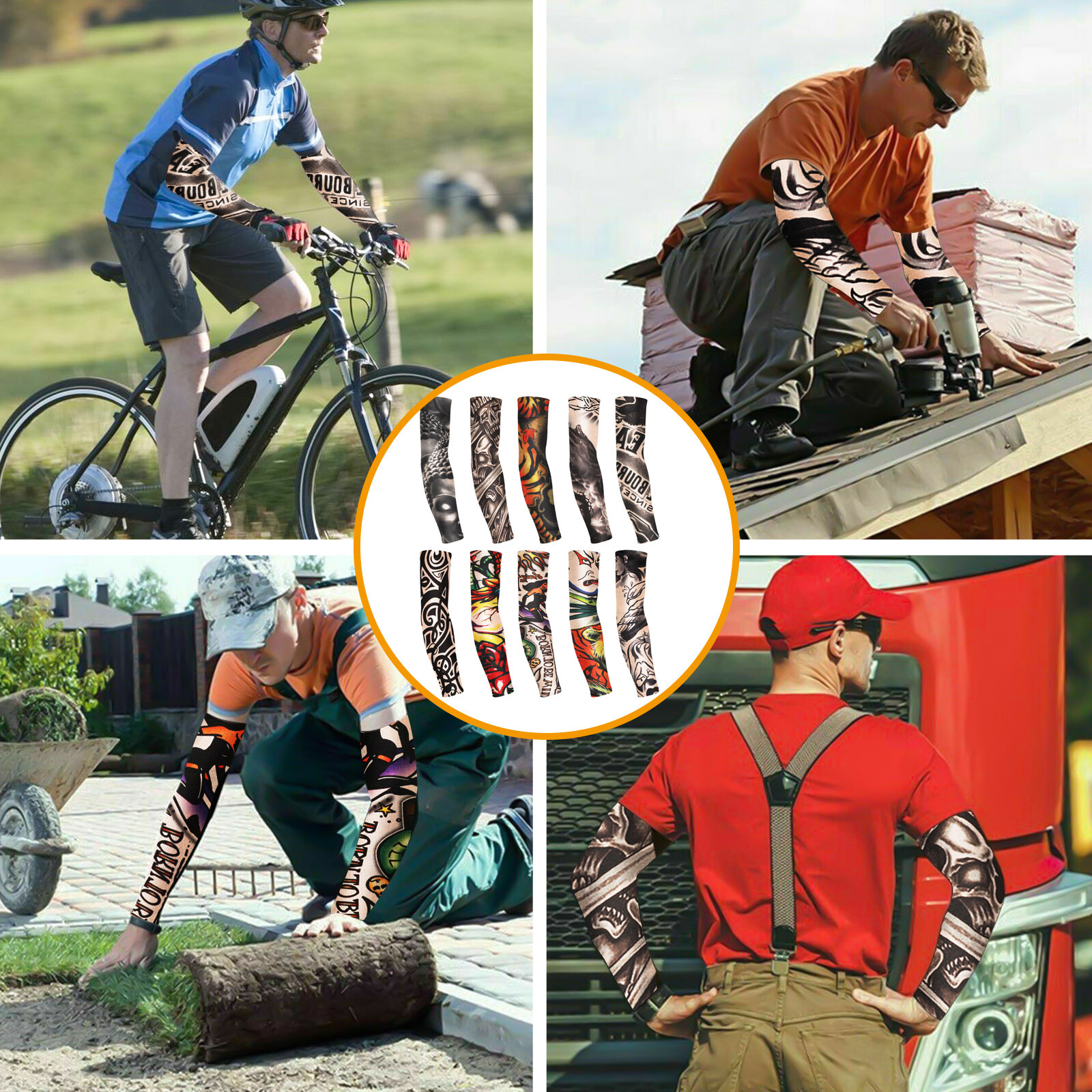 10 PCS Tattoo Cooling Arm Sleeves Cover Basketball Golf Sport UV Sun Protection