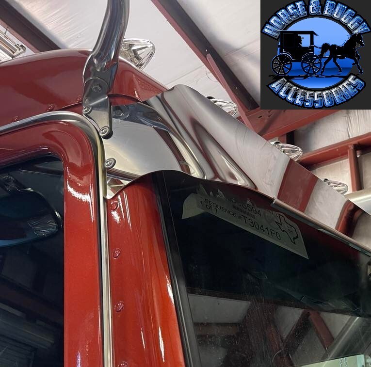 Rollin low Peterbilt 12" x 8" reverse bowtie visor 14 gauge 304 s.s. 379 389