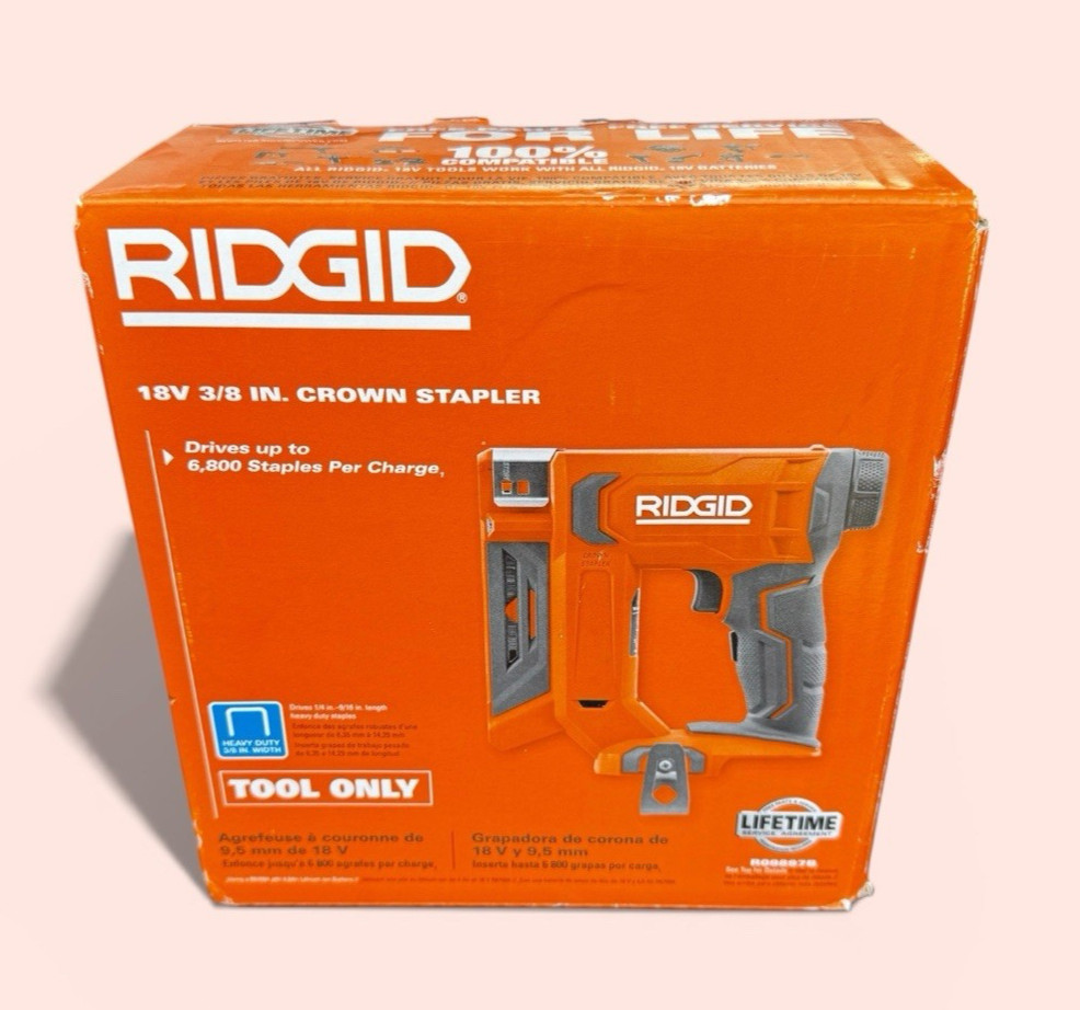 RIDGID Narrow Crown Stapler 3/8 18V Brushless Cordless TOOL ONLY R09897B