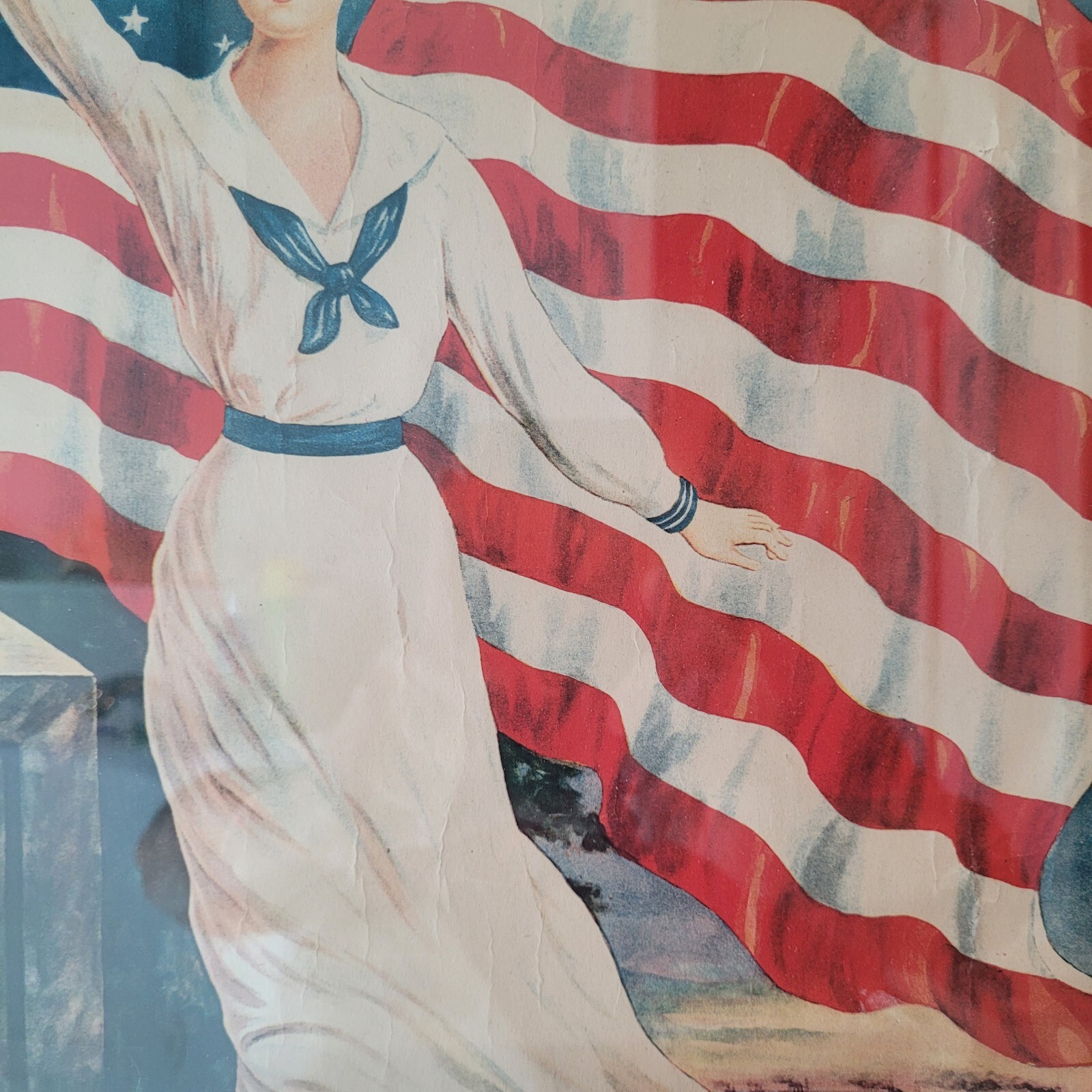 Antique Original WWI Poster Flag of Freedom 1918 21" x 17" Framed USA *READ*