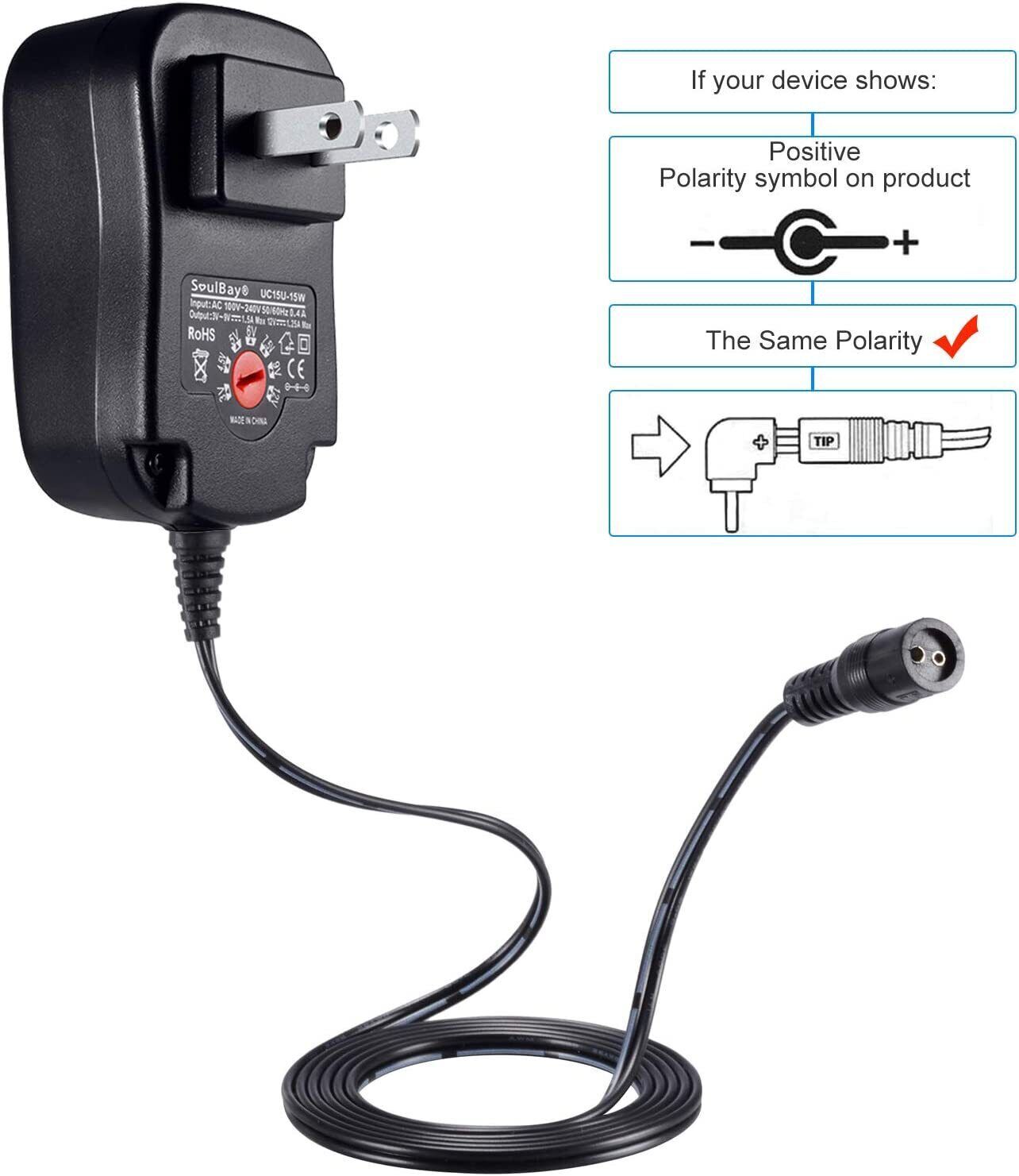 Universal AC to DC 3V~12V Adjustable Power Adapter Supply Charger Electronics