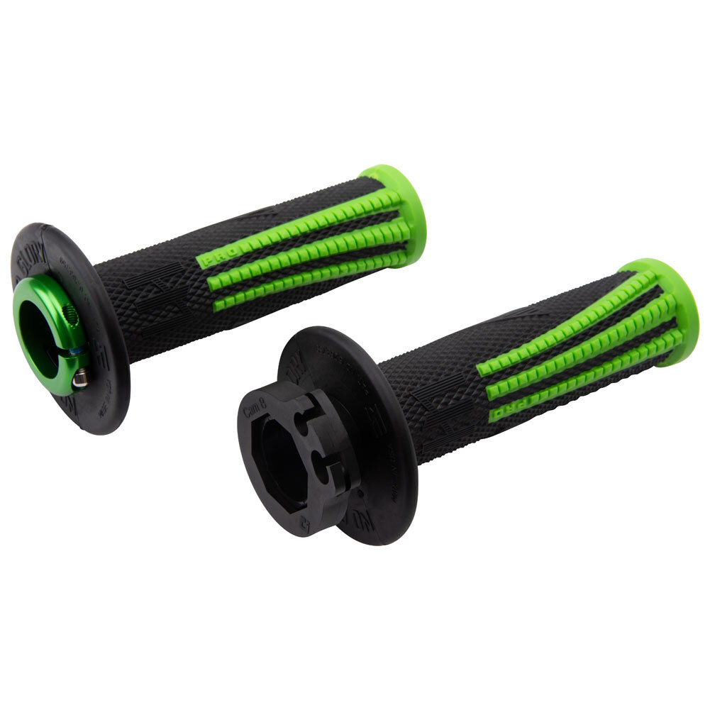 Odi V2 Emig Pro MX Lock-On Grips Black/Green For Kawasaki KX450 2019-2023