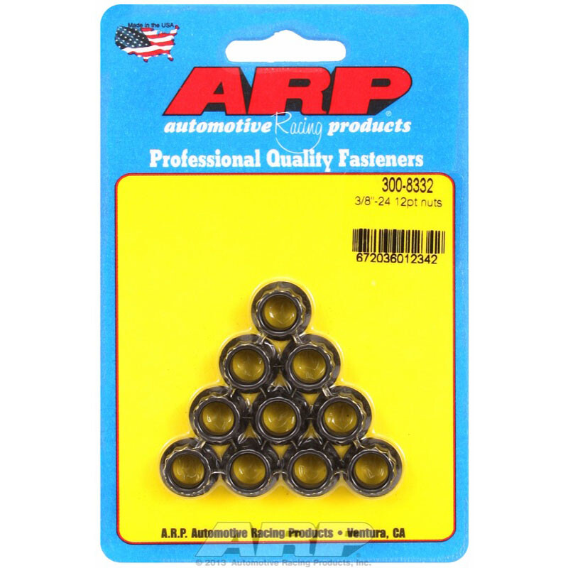ARP Nut Kit 300-8332; 12-Point Nuts 3/8-24 RH 12-point, Chromoly, 10pcs