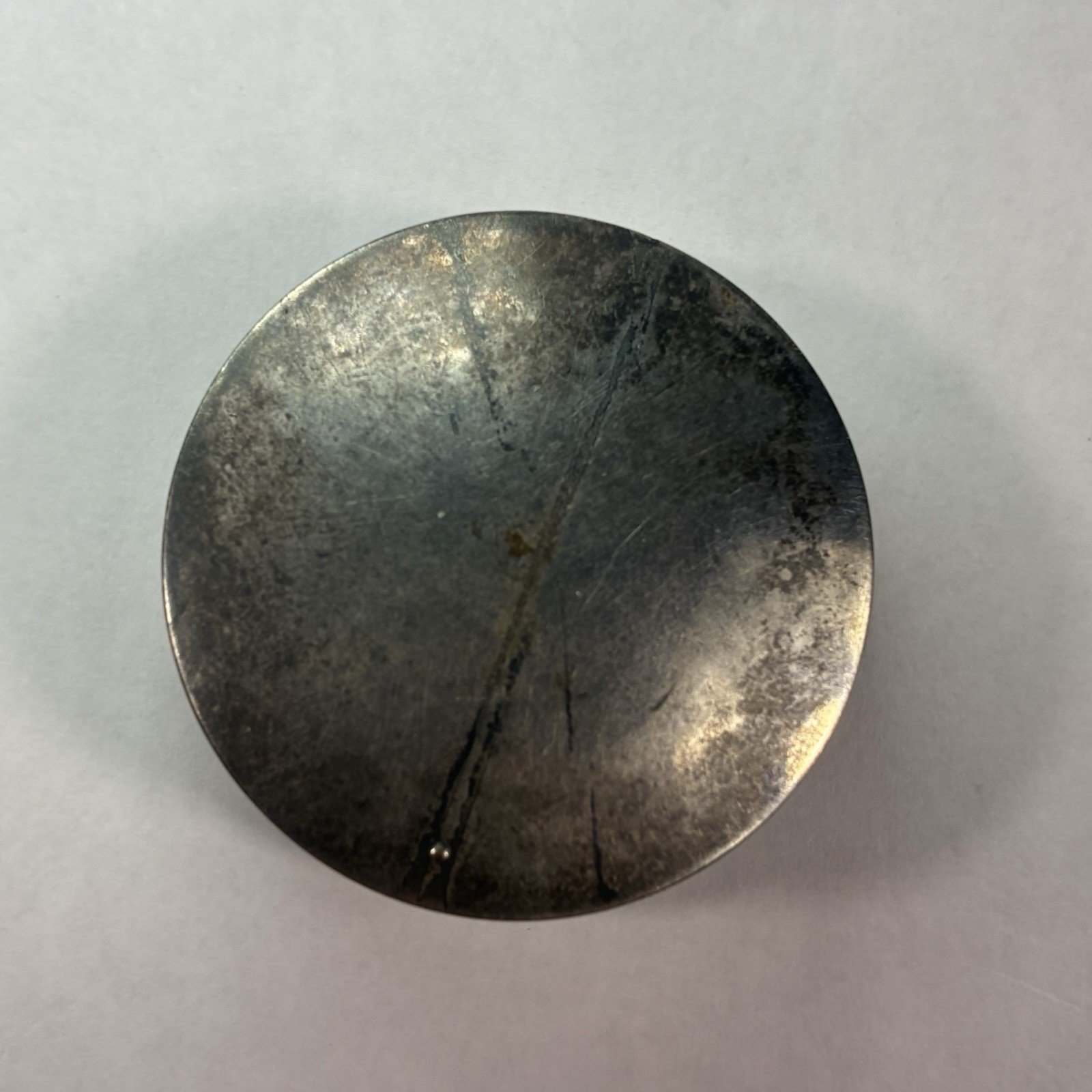 Antique Williams Talc Co Miniature Mirrored Powder Box w/Puff Silver Plate Vtg