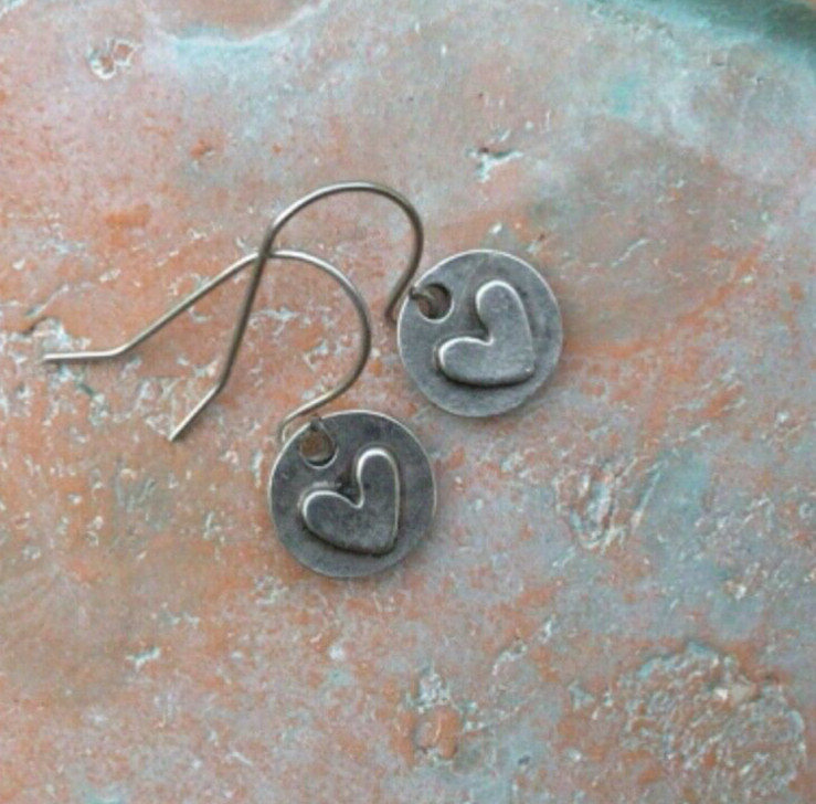 Handcrafted Sundance Charm Artisan jewelry Handmade Earrings Hammered Heart