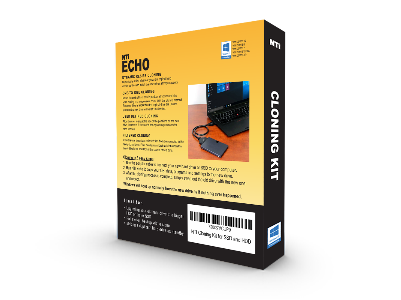 NTI Cloning Kit | 2.5" SATA-to-USB Adapter Included | Software Download &CD