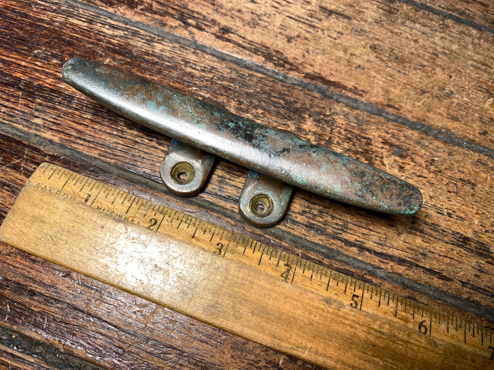 VINTAGE (ONE ONLY) CAST SOLID BRONZE, 5" CLEAT, DOOR HANDLE, PATINA!
