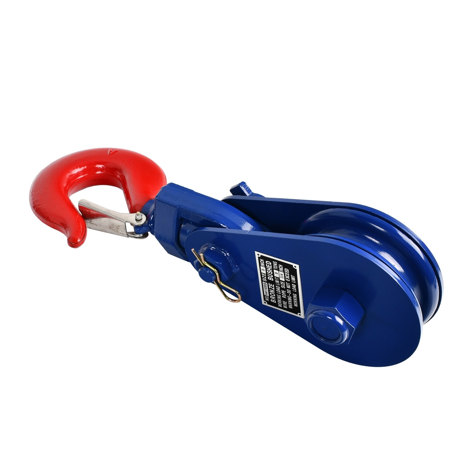 8 Ton Snatch Block 6" Sheave 3/4" Wire Rope + Swivel Hook For Wrecker Roll Back