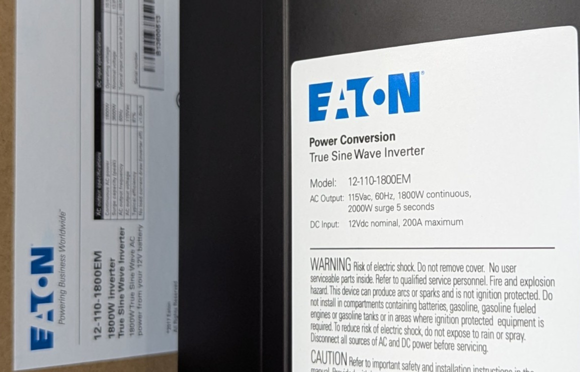 12-110-1800EM Eaton NEW True Sine Power Inverter 1800 Watt W/ Surge Protection