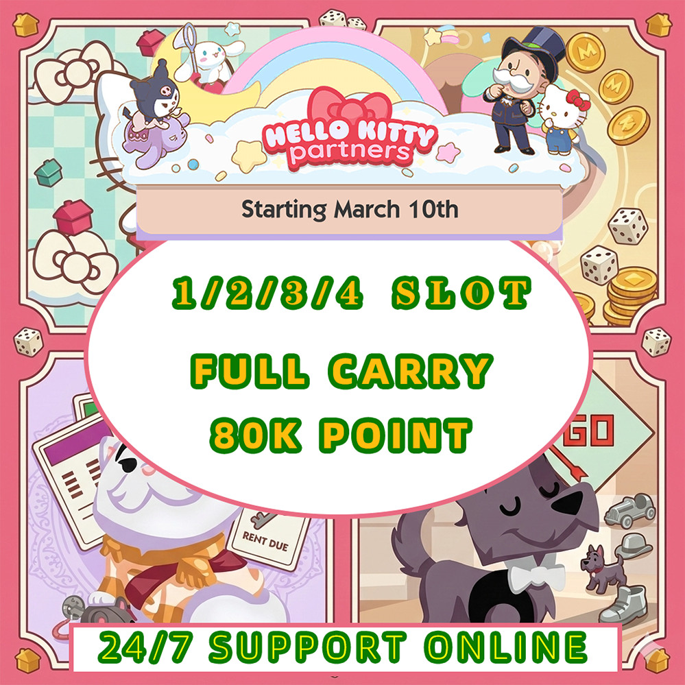 🔥HELL0- Kℹ️TTY partners EVENT Monopoly_go ⭐RUSH⭐ FULL CARRY 80K+ POINTS⭐RUSH