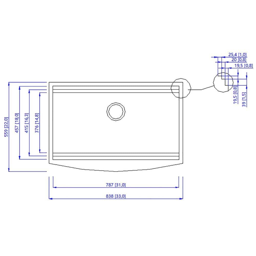 AKDY 33x22in Farmhouse Apron Kitchen Sink w Pull Down Faucet