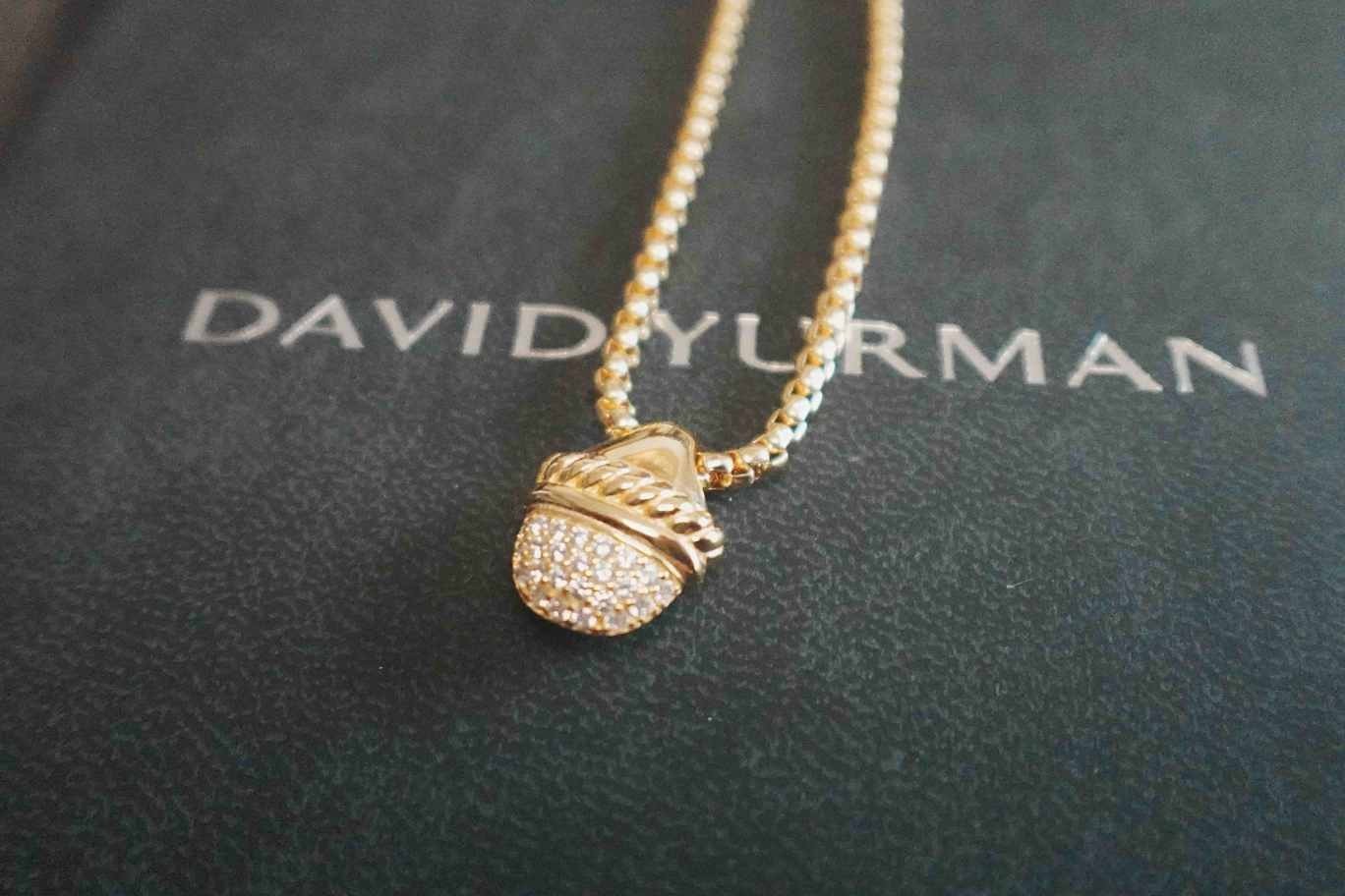 NEW/DavldYurmanHalf&Moon*Diamond Pendant Necklace 17"