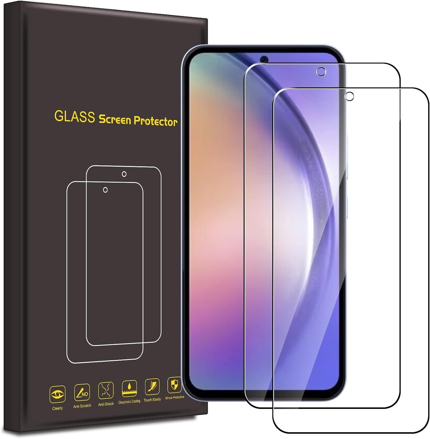 For Samsung A71 A54 A34 A05 A21S Soft Silicone Case Glass Screen Protector