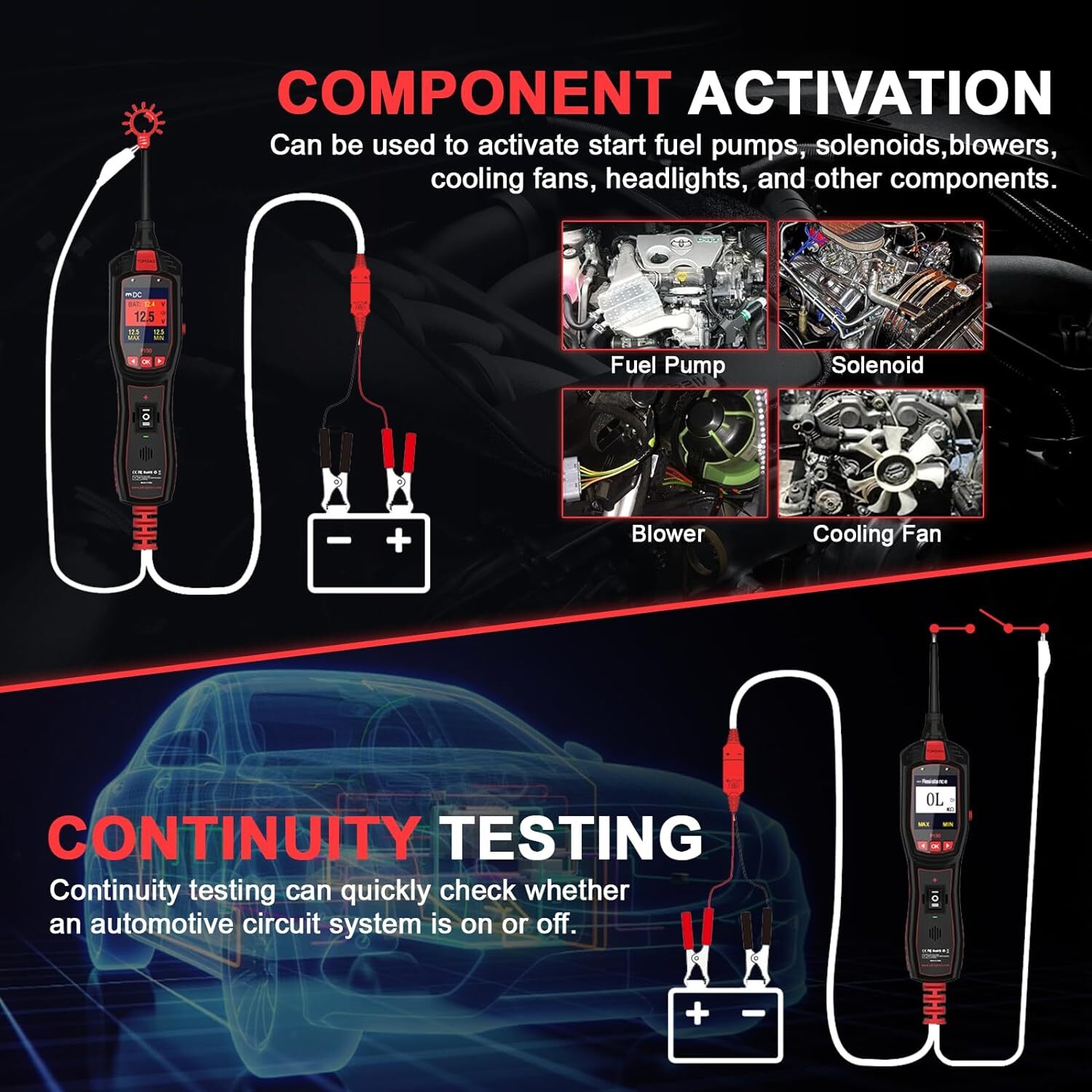 Topdiag P150 Automative Car Circuit Tester Power Probe Voltage Fuel Inject Test