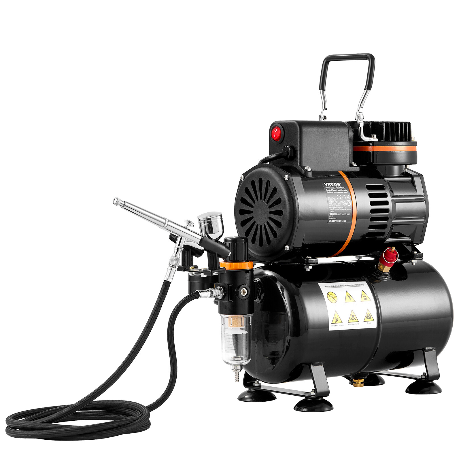VEVOR Airbrush Kit Dual Fan Air Tank Compressor System Kit with 3.5L Air Tank