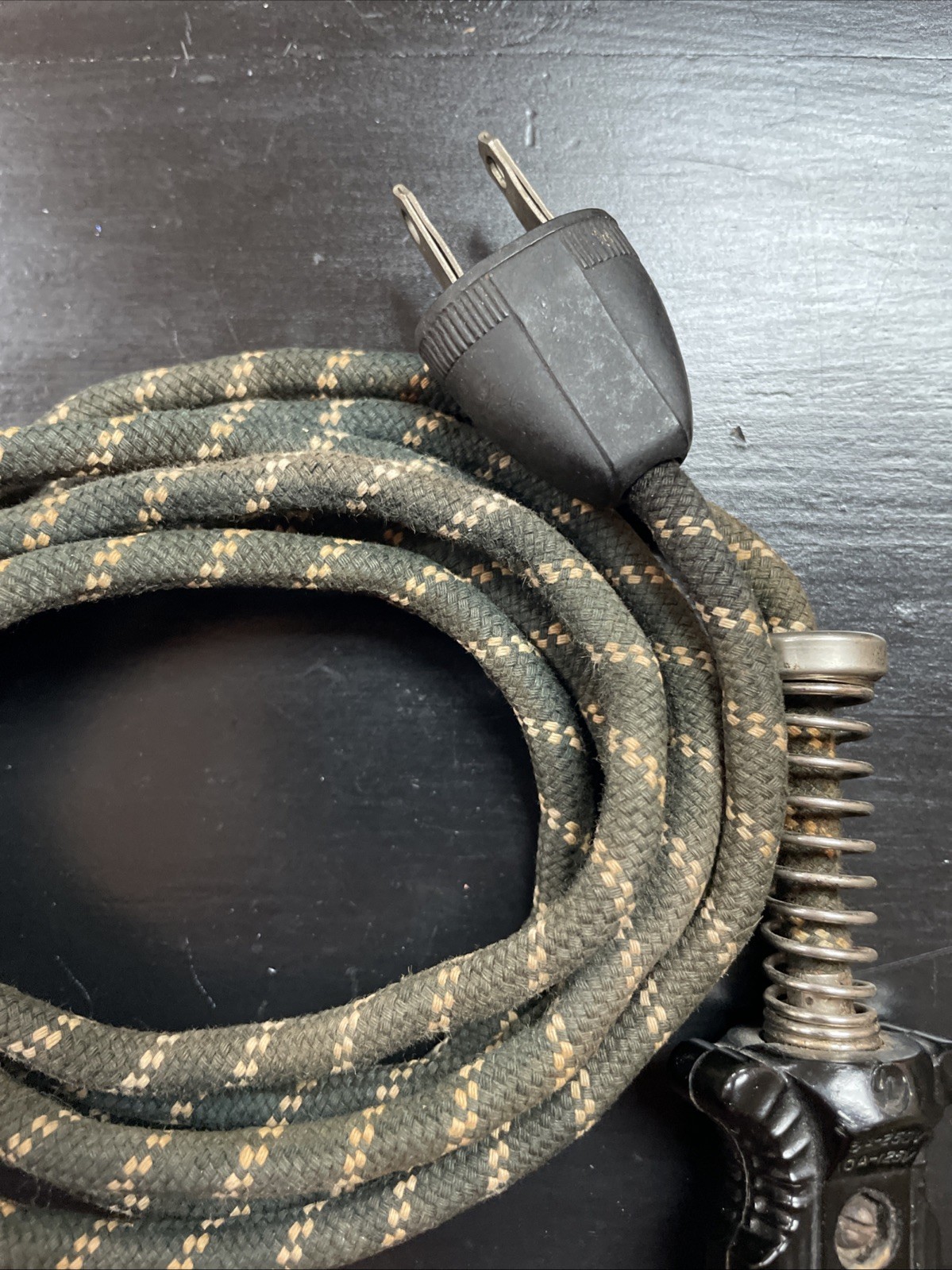 Two (2) 2-Prong Appliance Power Cords Spring Cloth Covered Bakelite Vintage