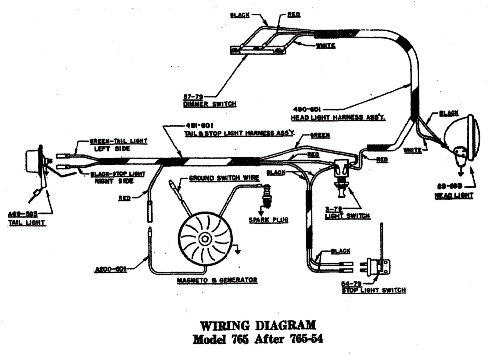 AC-200002 Cushman 1950-1958 6V Wiring Harness