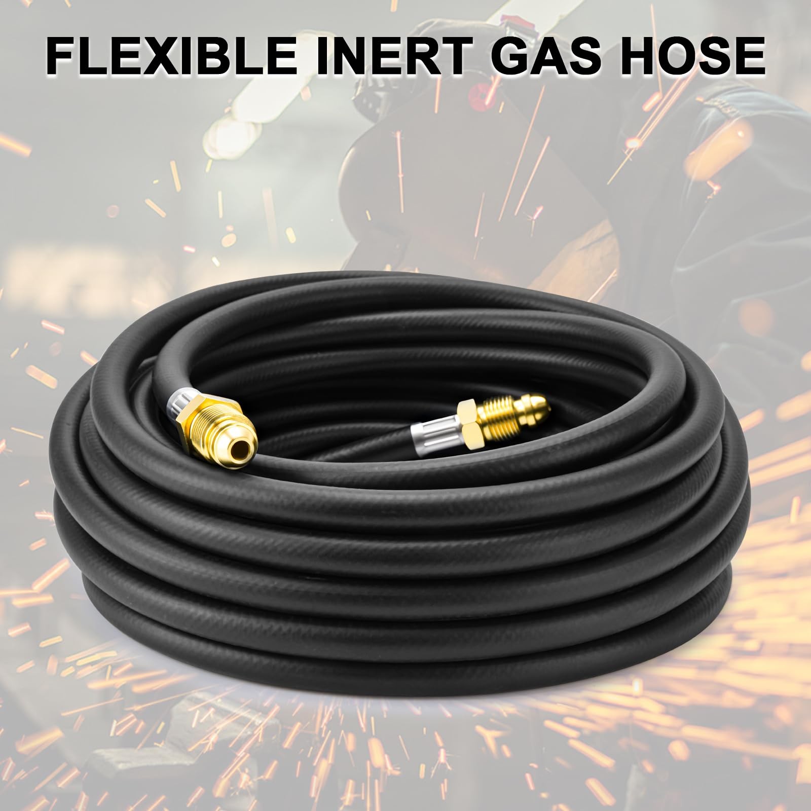 Argon Hose, Welding Gas Hose 30FT 5/8X18 Male Inert for MIG TIG Welding Flowm...