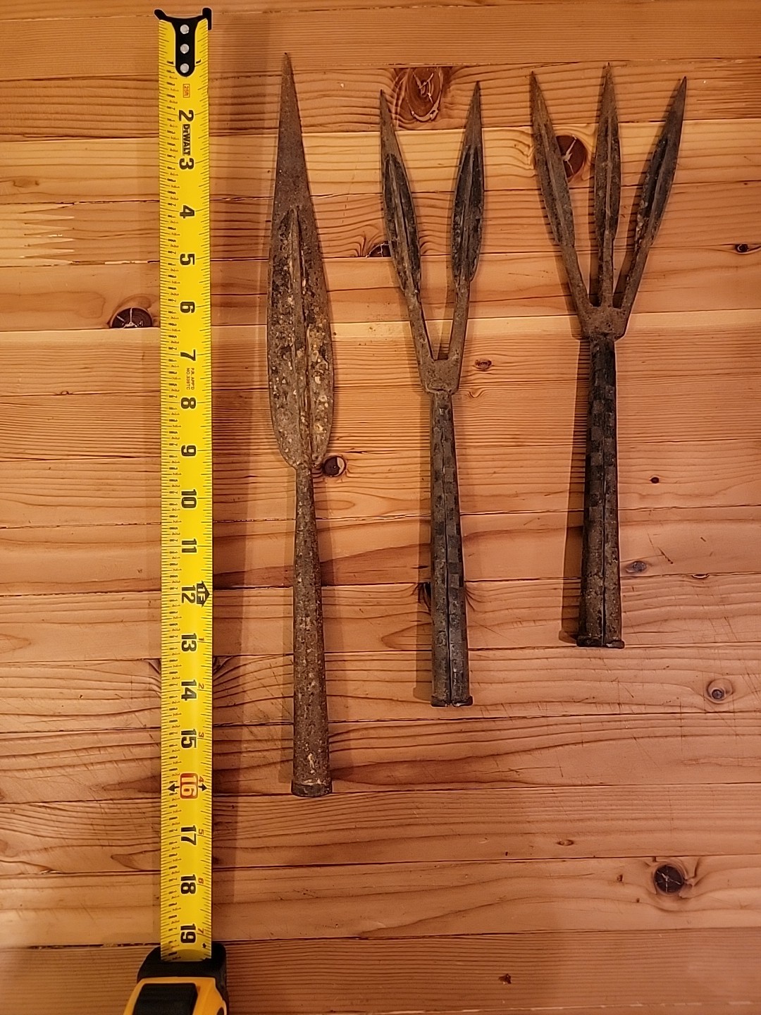 THREE AFRICAN TRIBAL SPEAR HEAD HAND FORGED SET