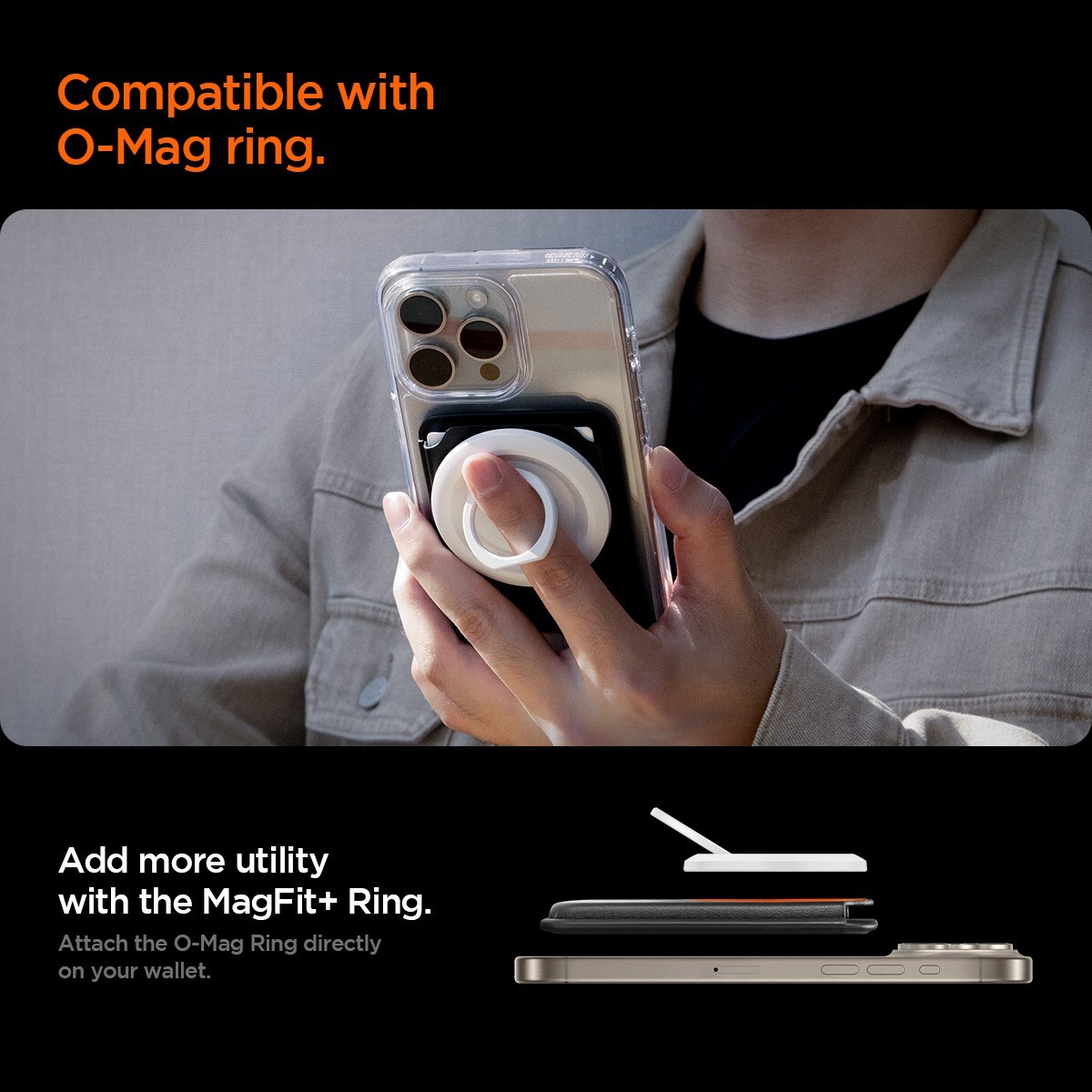 For iPhone | Spigen MagSafe Card Holder Valentinus Dual Magnets 3 Cards MagFit+