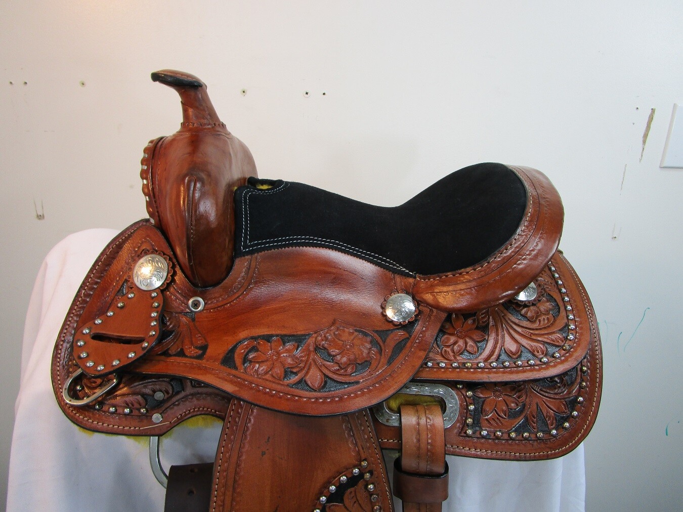 WESTERN TRAIL SADDLE KIDS YOUTH PONY PLEASURE TOOLED LEATHER USED TACK 10 12 13