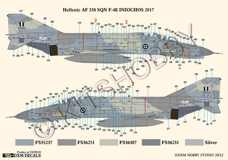 DXM decal 1/48 HAF & IRIAF F-4E / RF-4E Phantom Collection 2
