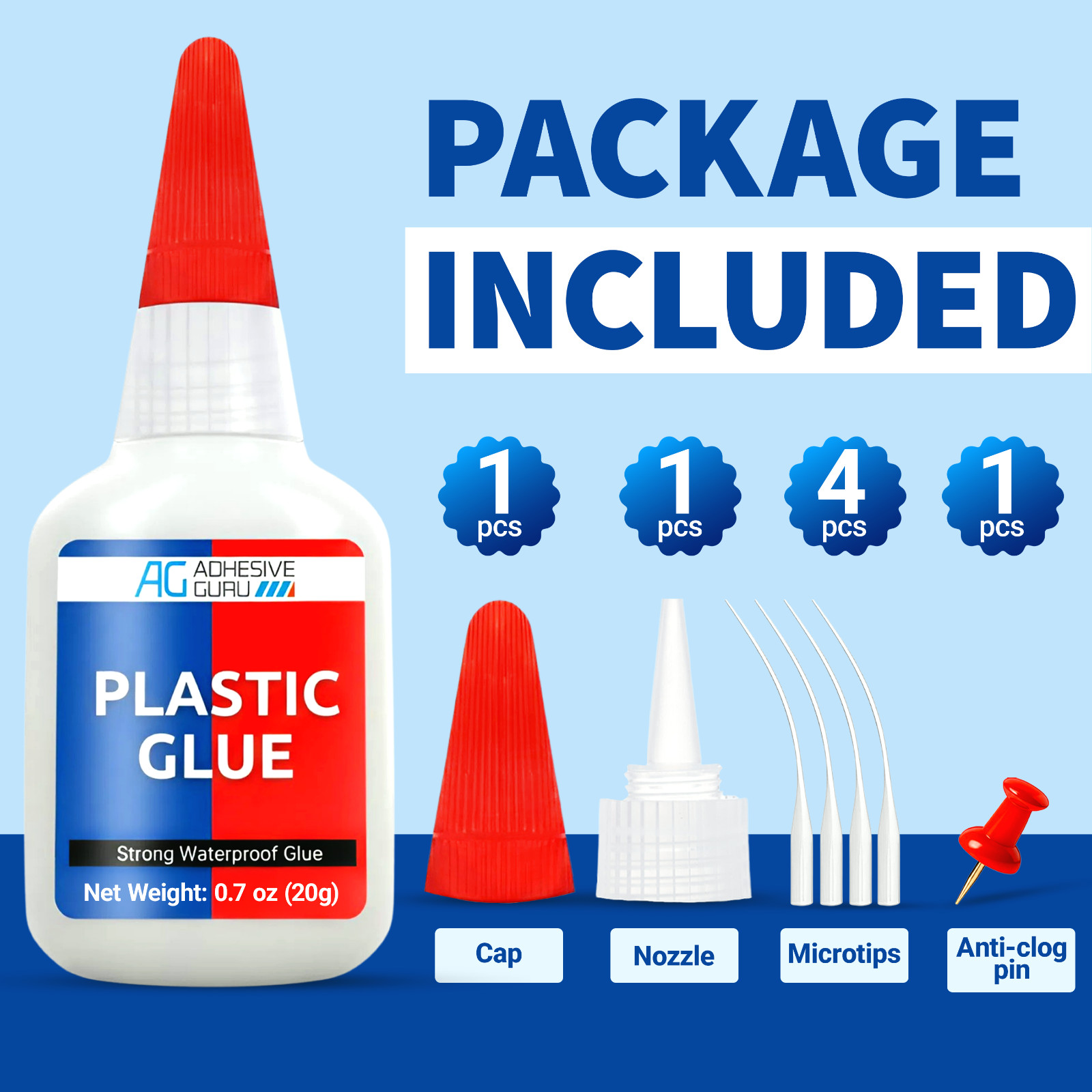 Adhesive Guru Plastic Glue (150X 0.7 oz) Ultra Strong Super Glue for Plastic