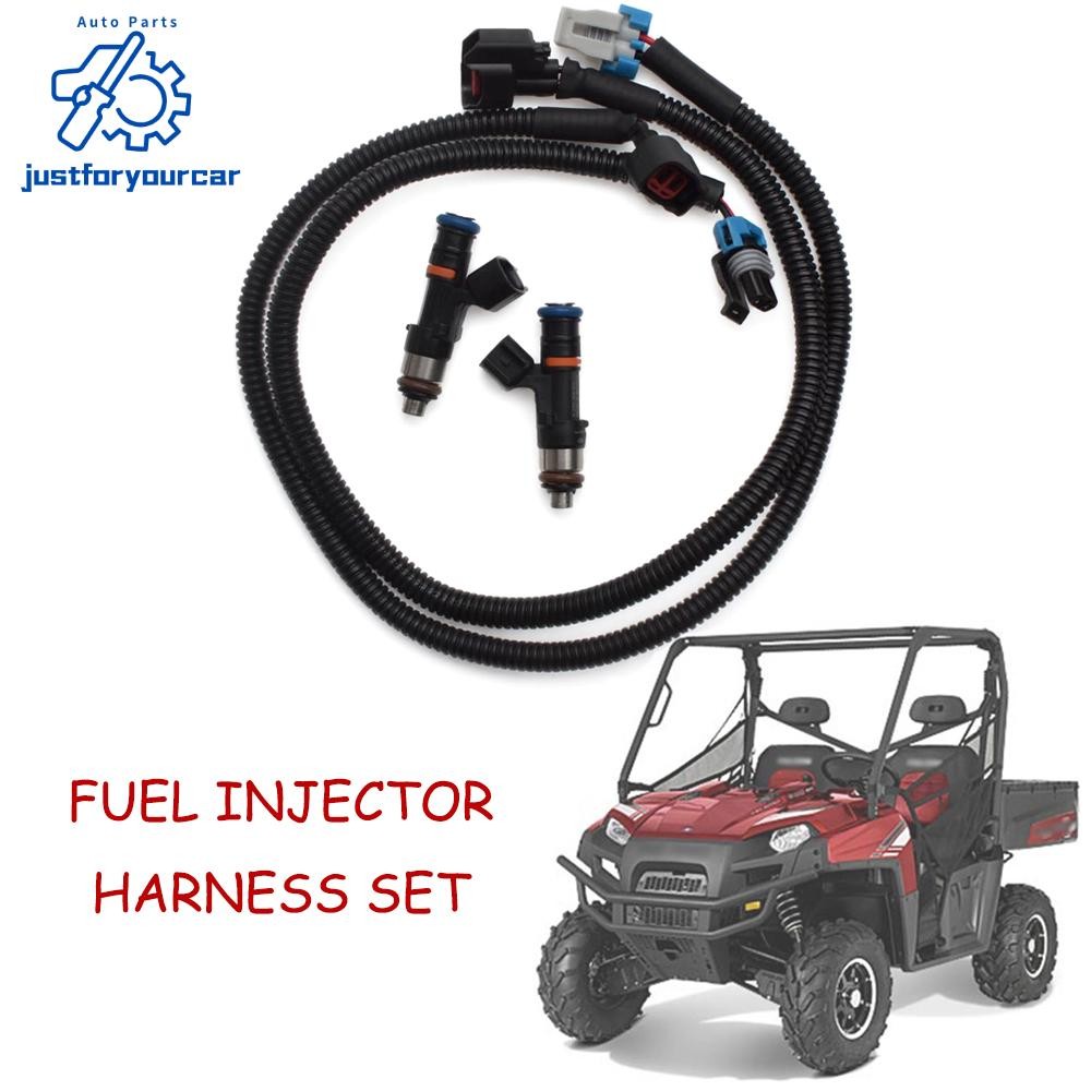 2PCS Fuel Injectors w/ Harness Fits For 11-14 Polaris Ranger XP 800 Ranger 800