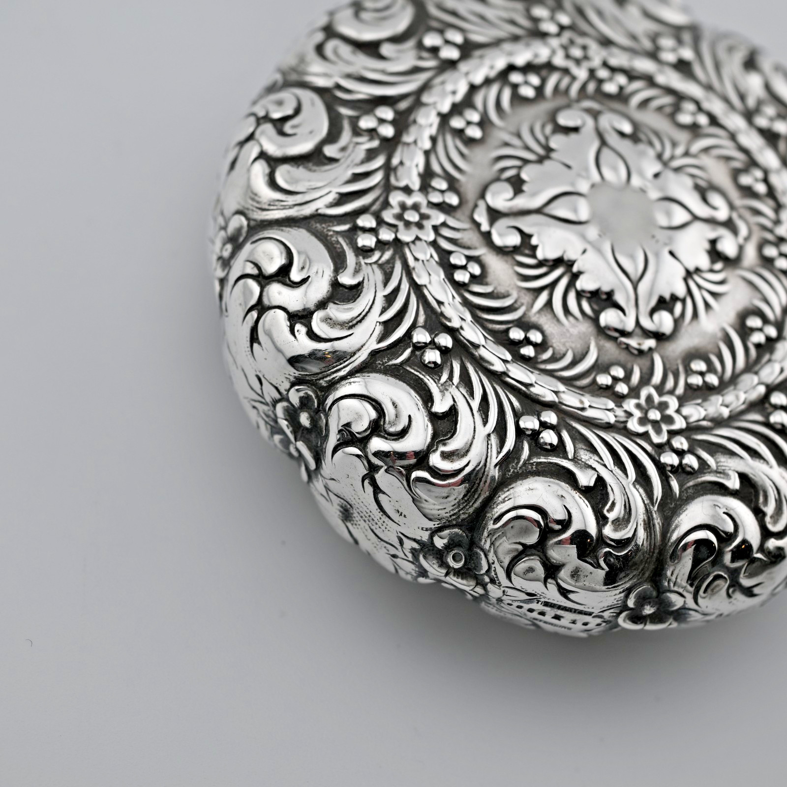 RARE Sterling Silver Tiffany & Co. Flask Aesthetic ornate scroll c1890 ~3/4 Gill