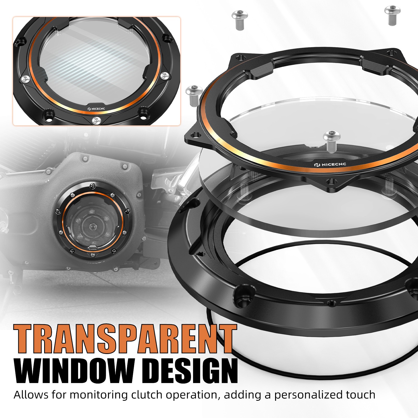 1x Clear Clutch Cover Derby Pretector For Harley Dyna Switchback FLD 2012-2013