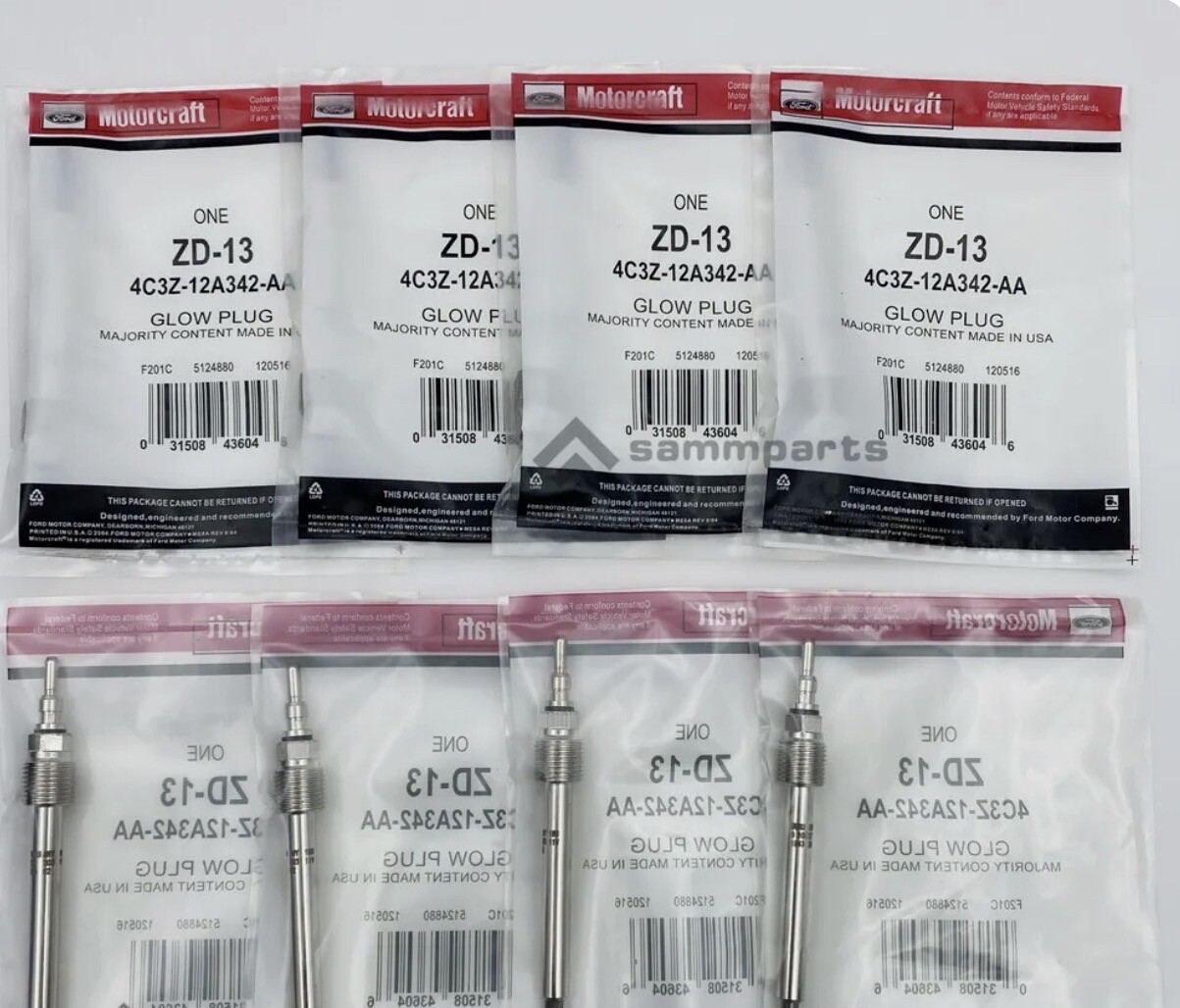 Set of 8 OEM ZD-13 Motorcraft Glow Plugs for 6.0L 2004-07 Ford Powerstroke
