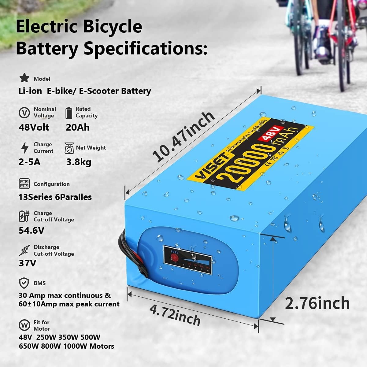 48V 20Ah Electric Bicycle Lithium Battery For 200W-1000W Ebike Scooter
