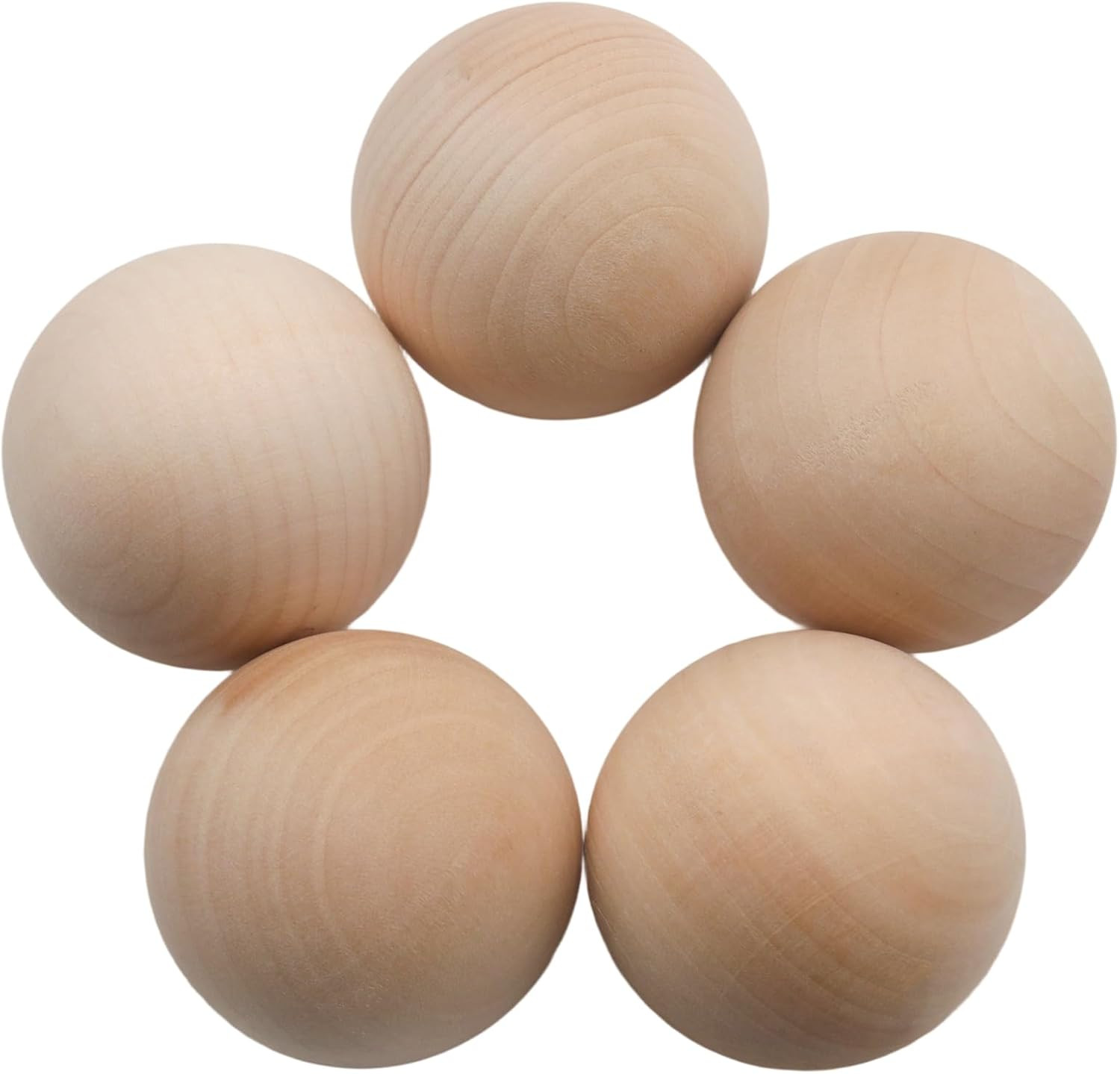 5PCS 2 Inch Wooden Balls Unfinished Craft Spheres Hardwood DIY Decor Ornaments