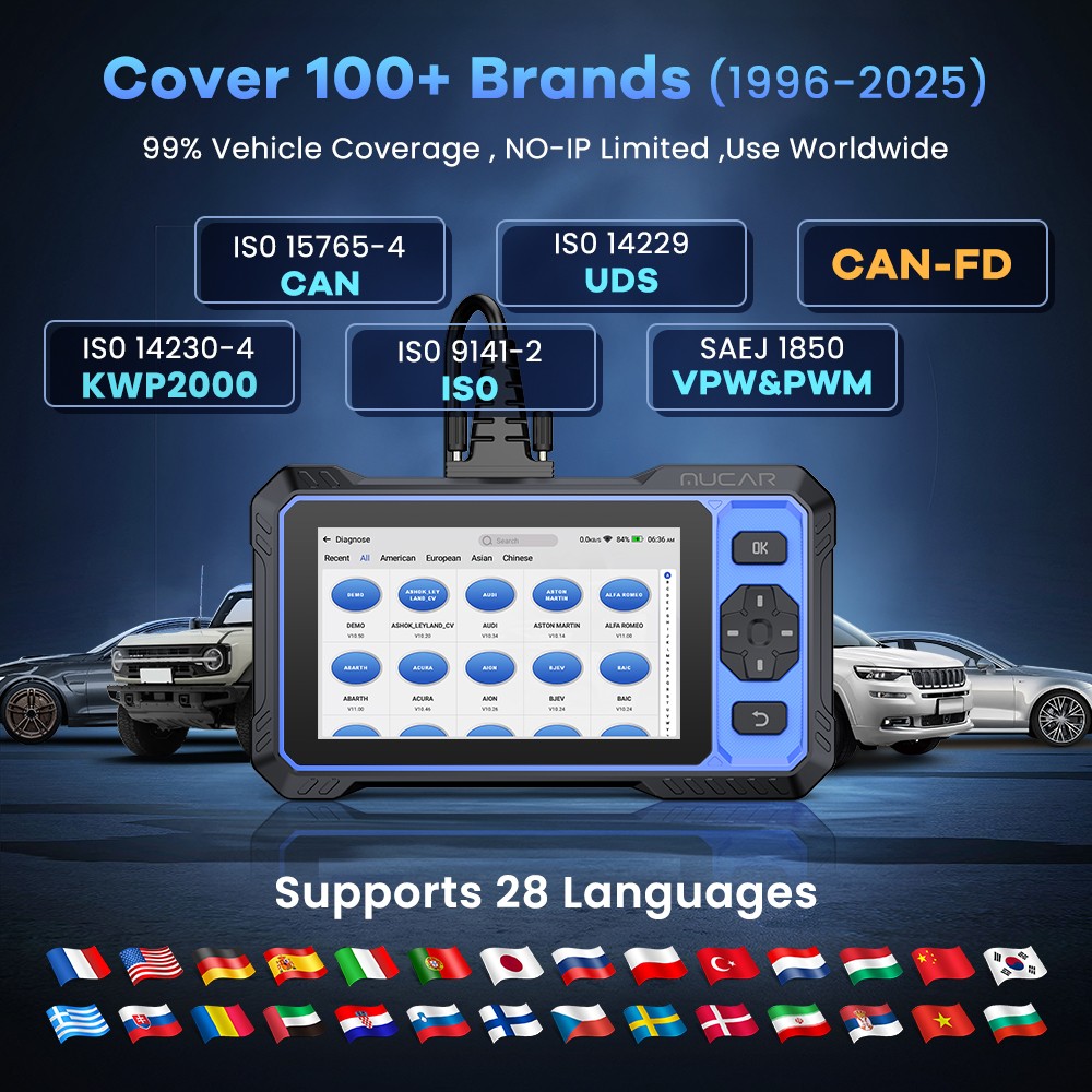 2026 MUCAR 682 AI All System Diagnostic Tool OBD2 Scanner CANFD FCA Action Test