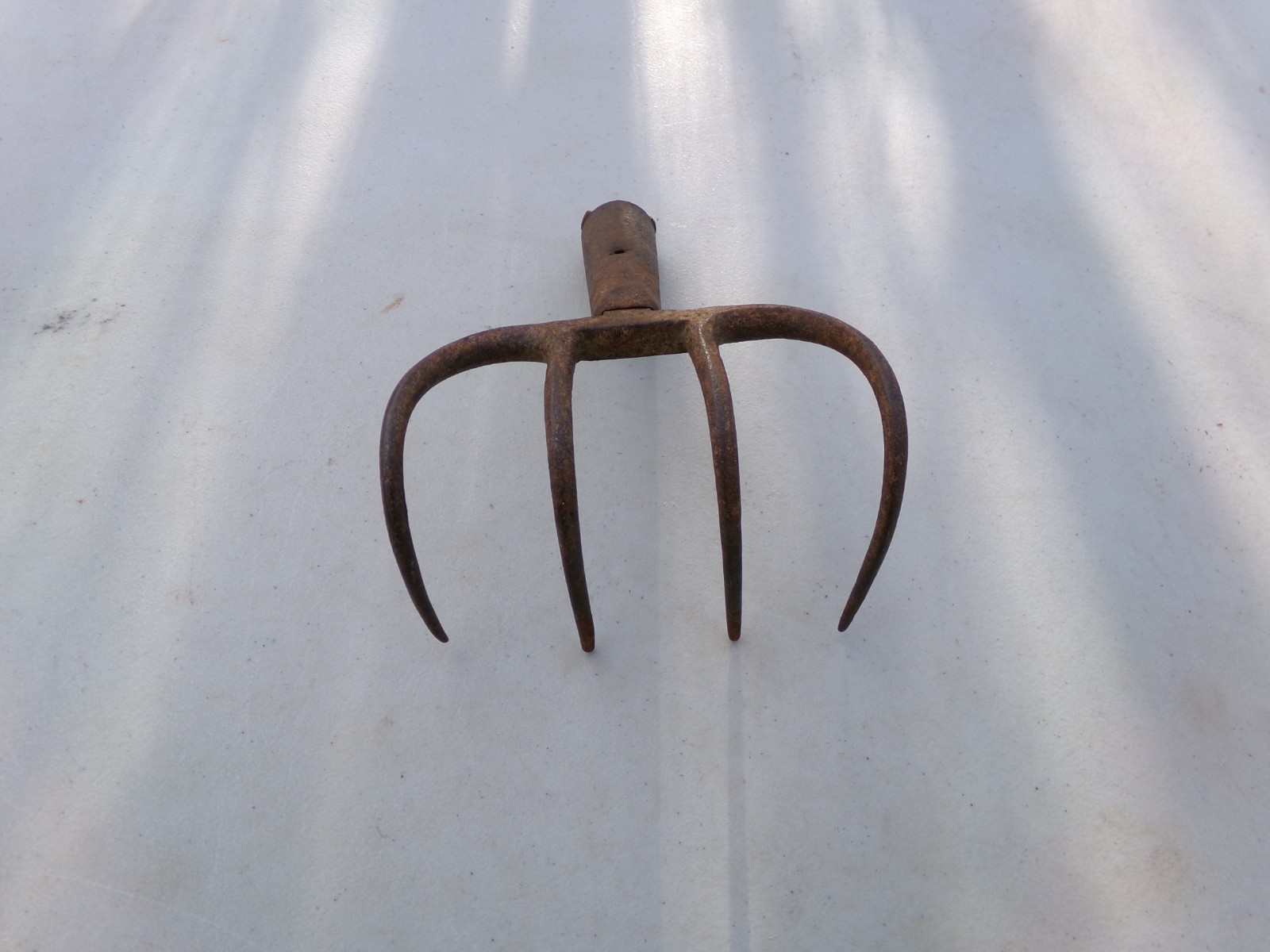 4 Tine Brown Prong Head Garden Rake Claw Vintage