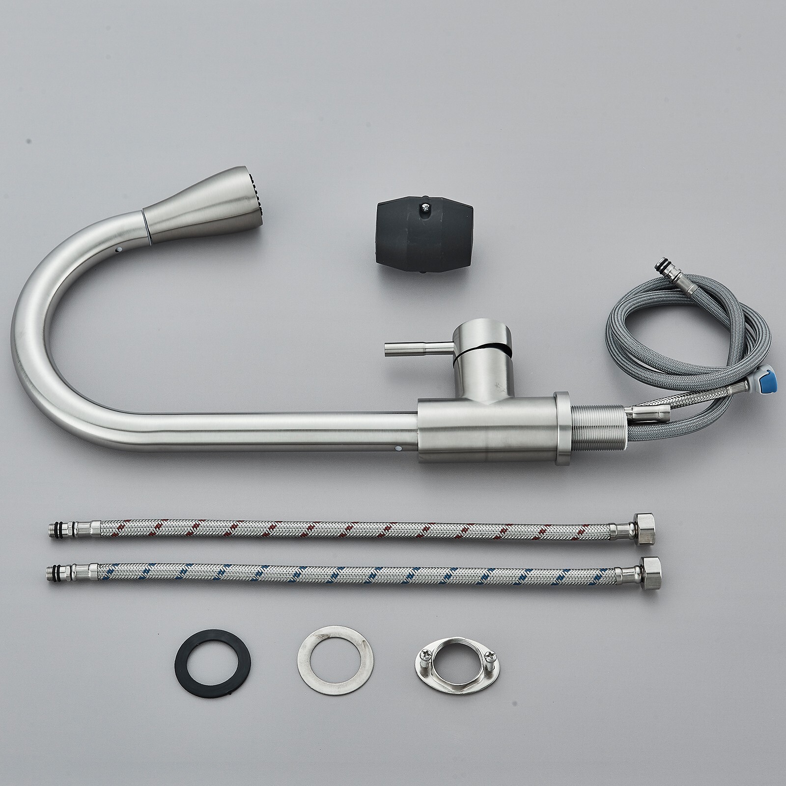 Brushed Nickel Kitchen Faucet Sink Mixer Faucet Pull Down Sprayer Single Handle