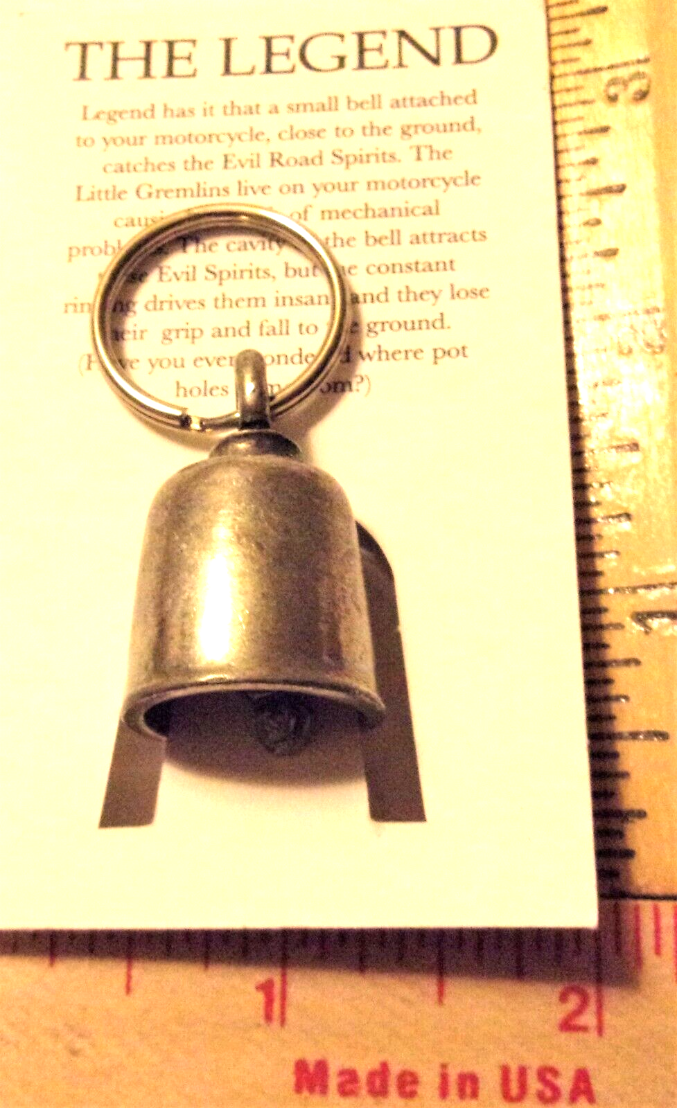 "Cross" Gremlin Bell good luck motorcycle riding charm lucky biker ride guardian