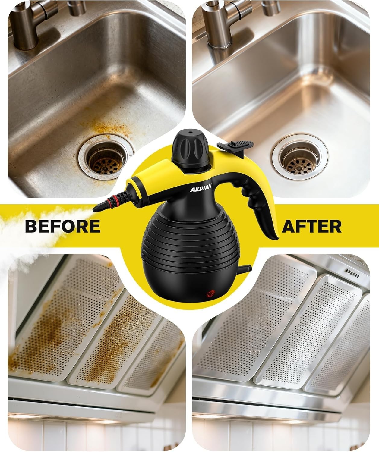 Handheld Steam Cleaner, Steamer for Cleaning, Multipurpose Portable Steam Cleane