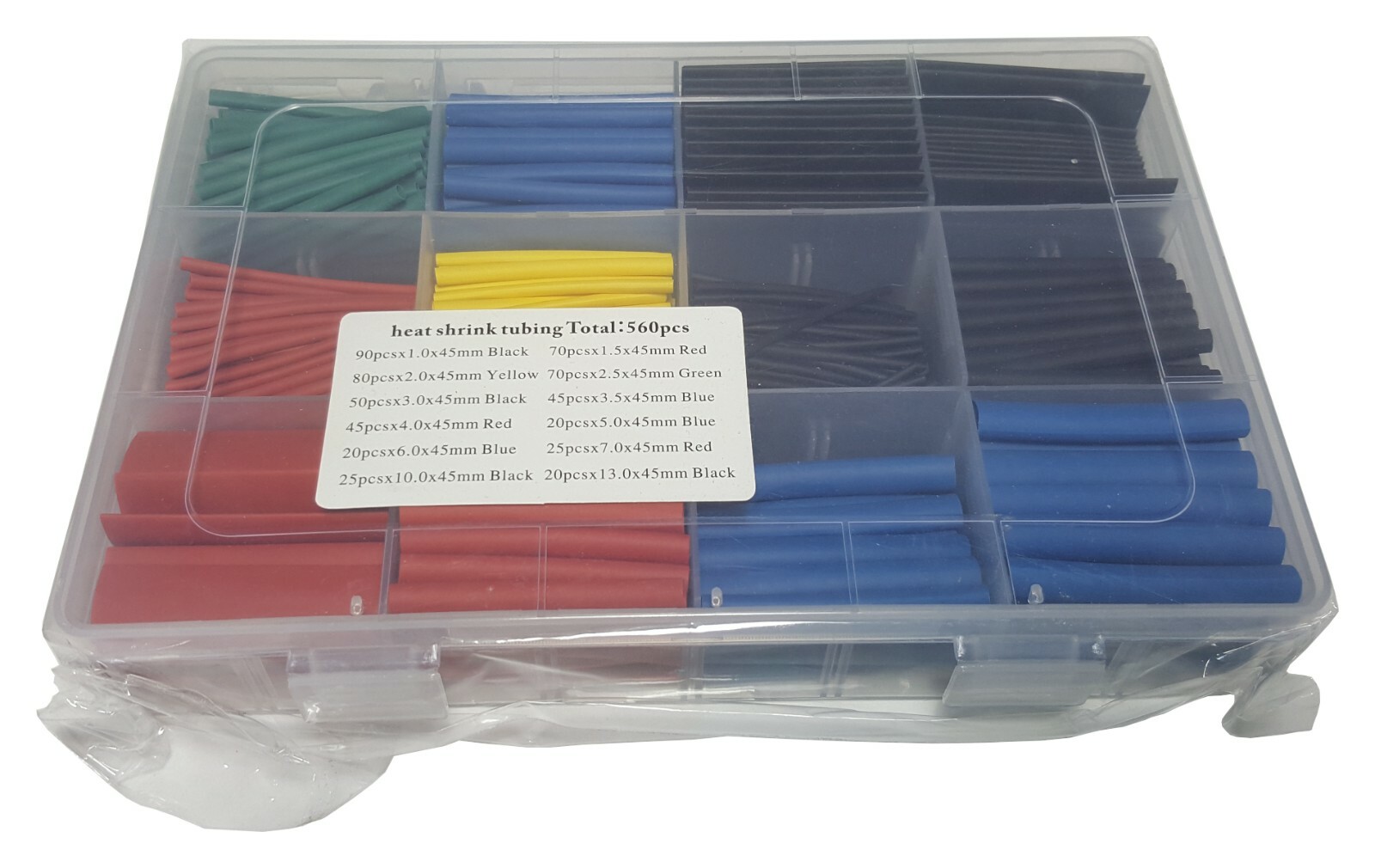 560 PCS. 2:1 HEAT SHRINK TUBING TUBE SLEEVING WRAP CABLE WIRE 5 COLORS 12 SIZES