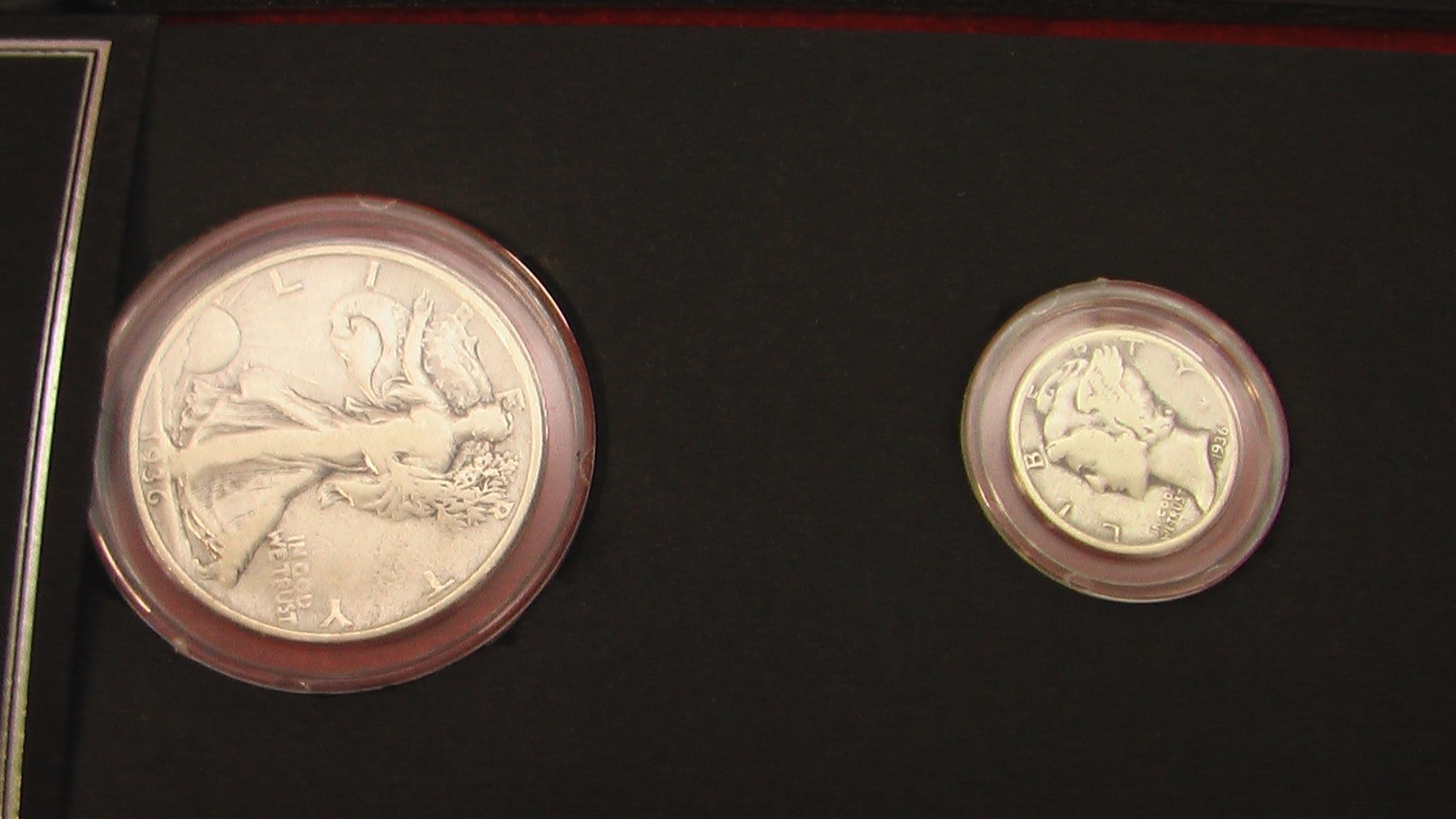 $3 Face 90% Silver; 65Walking Liberty Half Dollars 5 Mercury Dimes encased