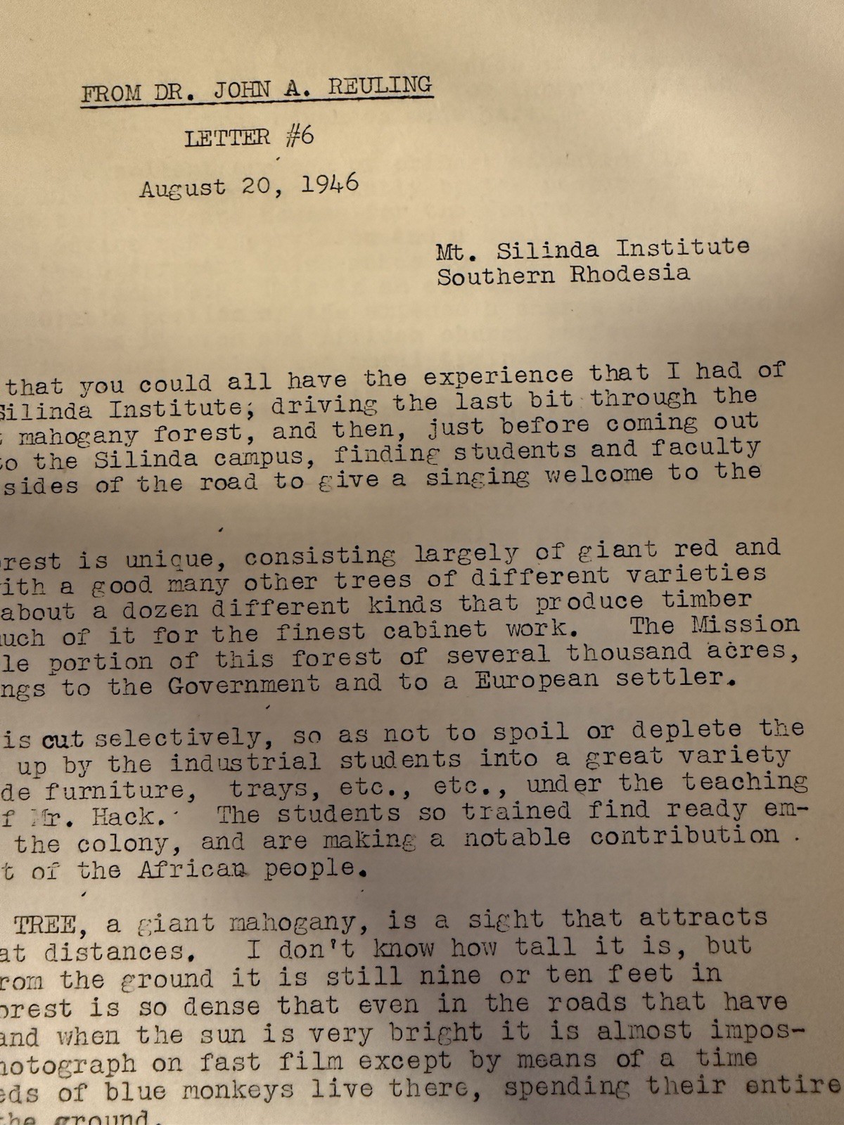 Dr. John A. Reuling Trip To Africa Missionary Work Collection Of Letters 1940s