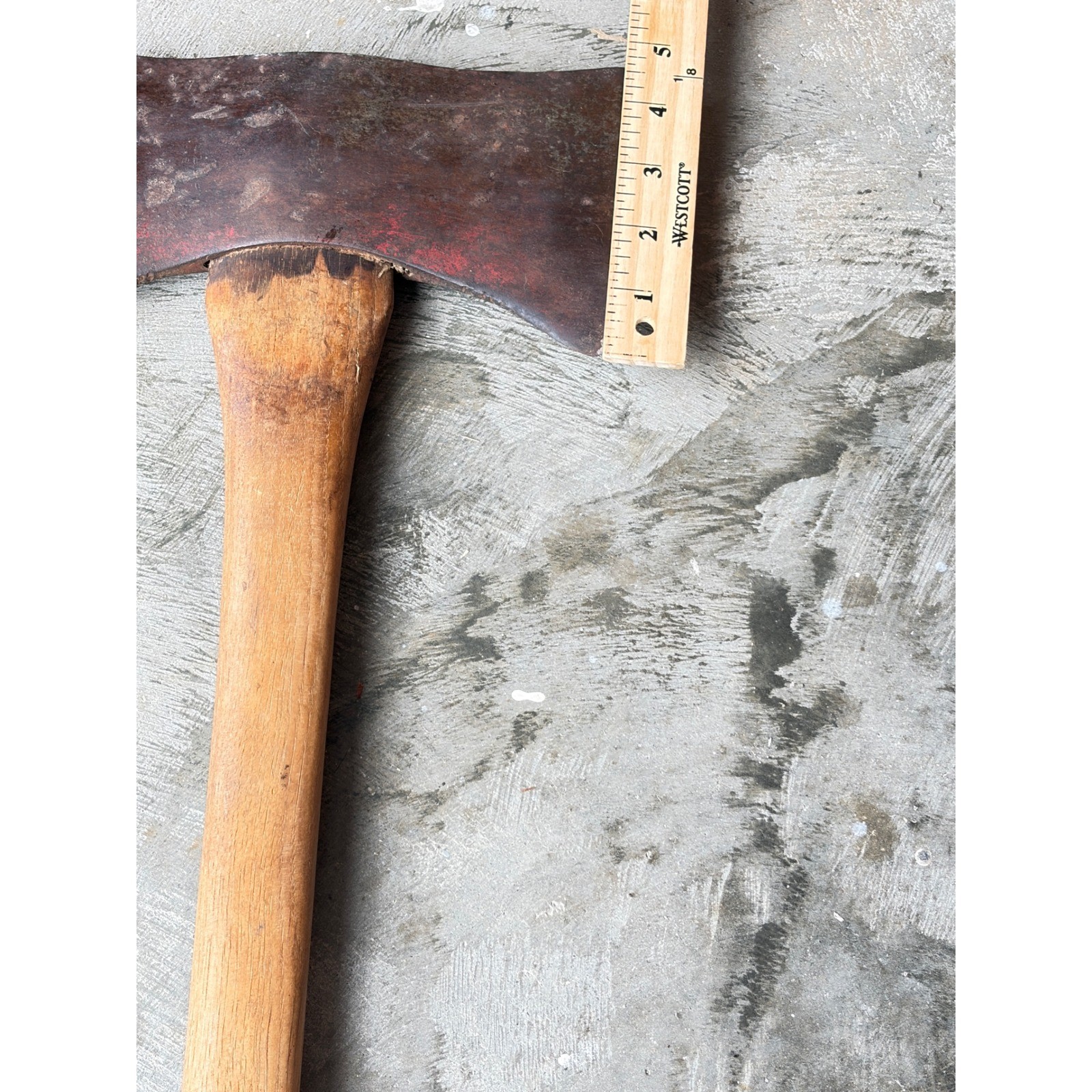 Vintage Double Bit Axe Head on Handle 1940s-60s Logging Tool Needs Re-Wedge
